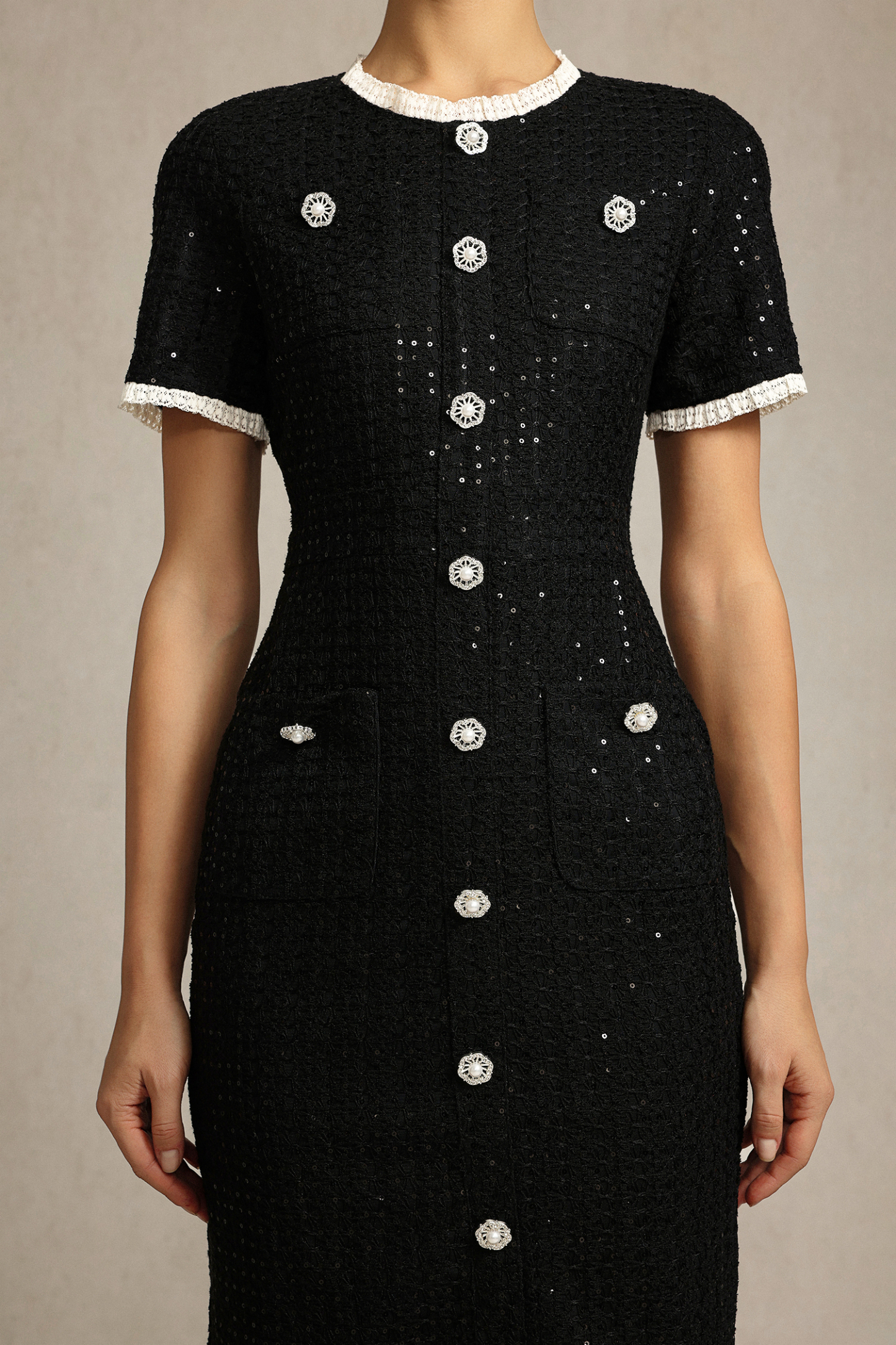 Haka Round Neck Short Sleeves Maxi Dress