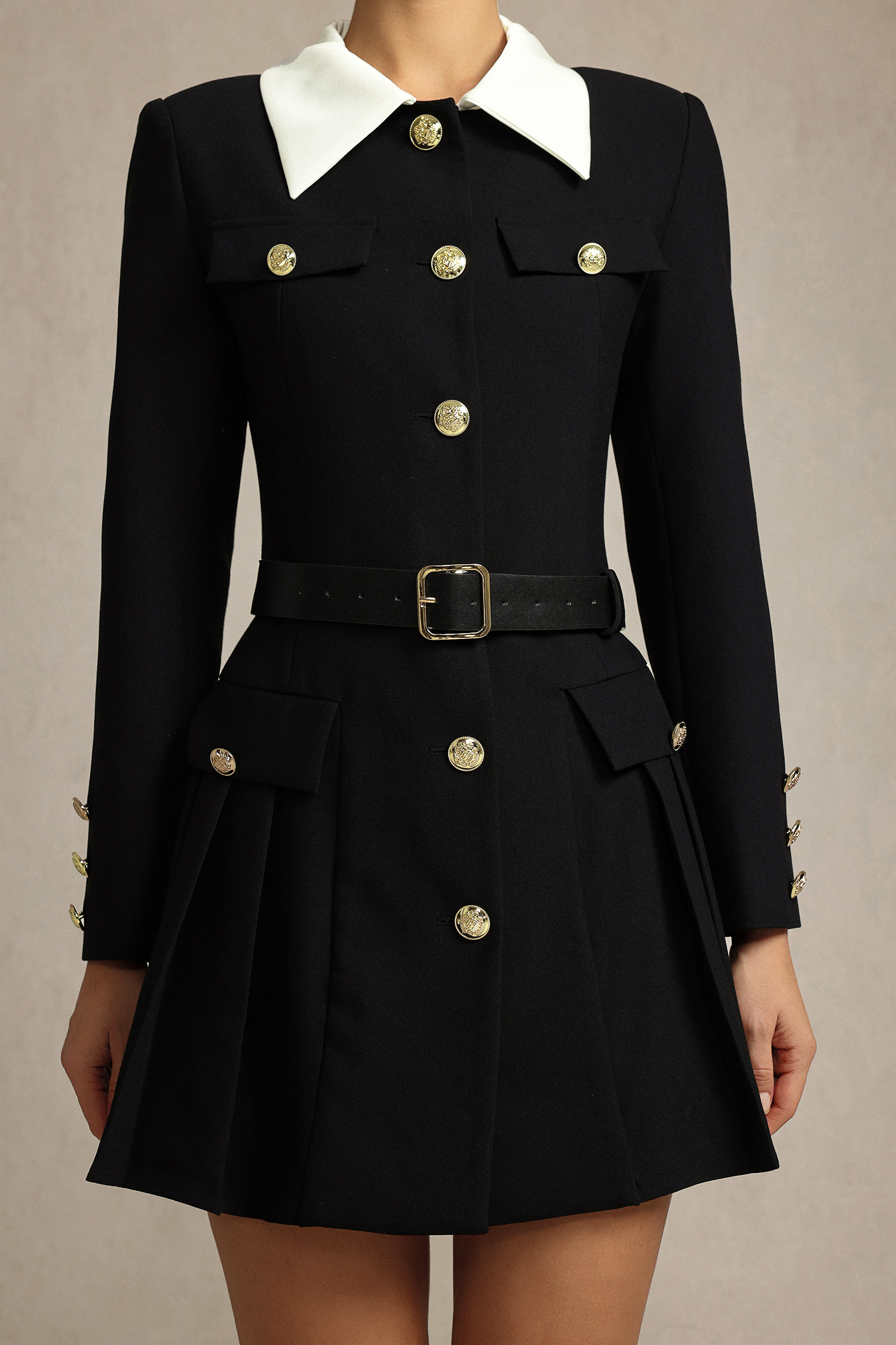 Persasy Lapel Long Sleeves Mini Dress