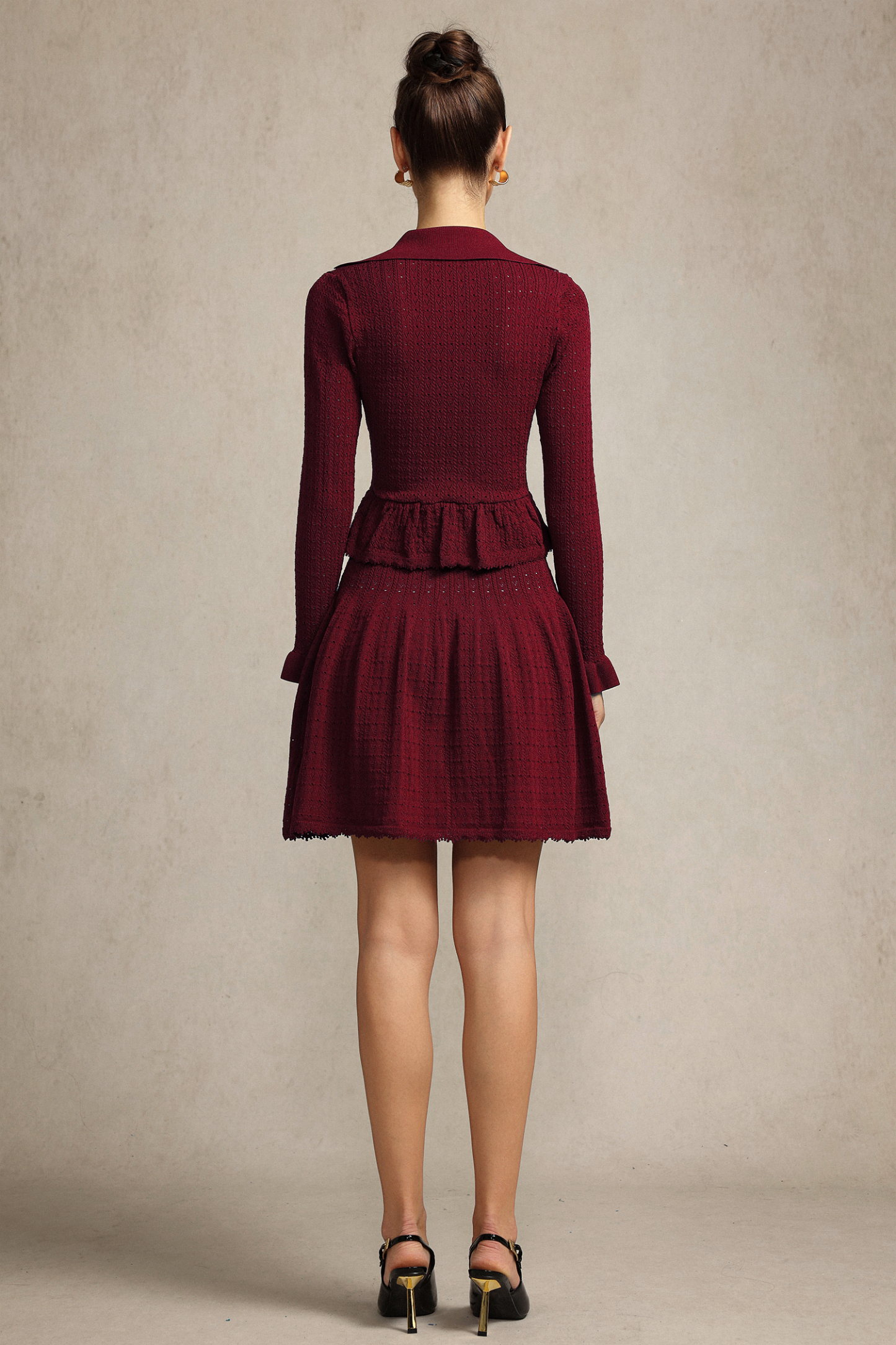 Tillie Long Sleeves Folds Red Mini Dress