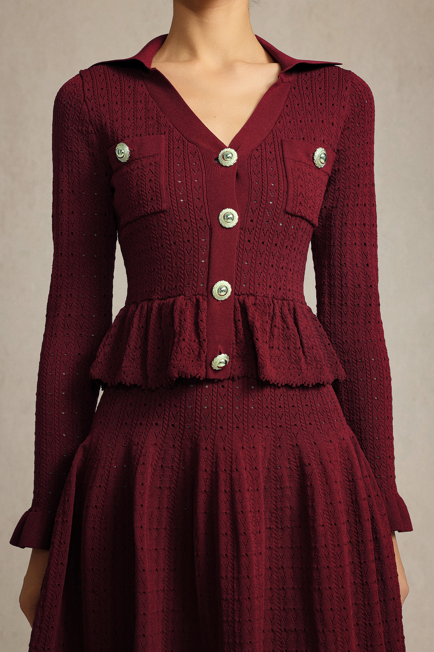 Tillie Long Sleeves Folds Red Mini Dress