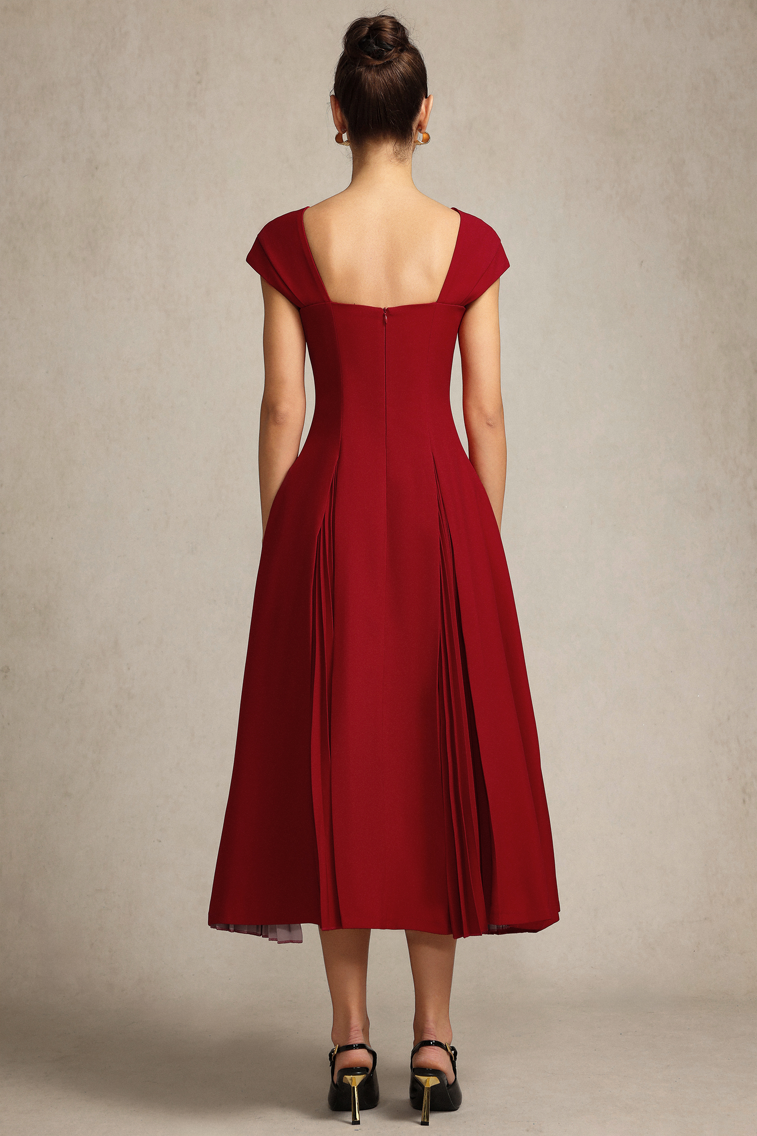 Erica Square Collar Folds Maxi Dress