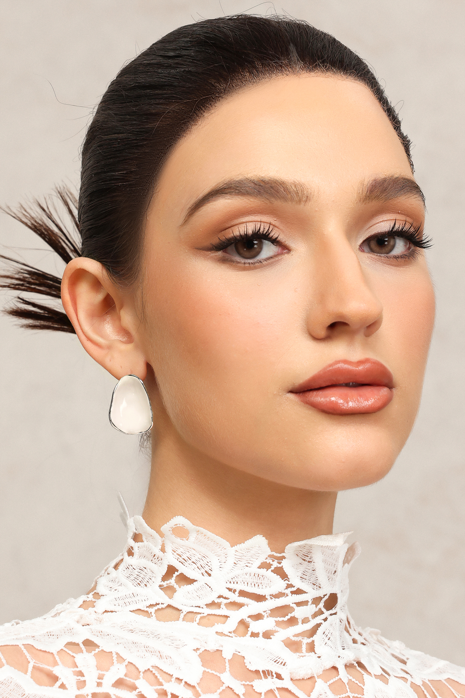 Rania Oval Irregular Metal Earrings