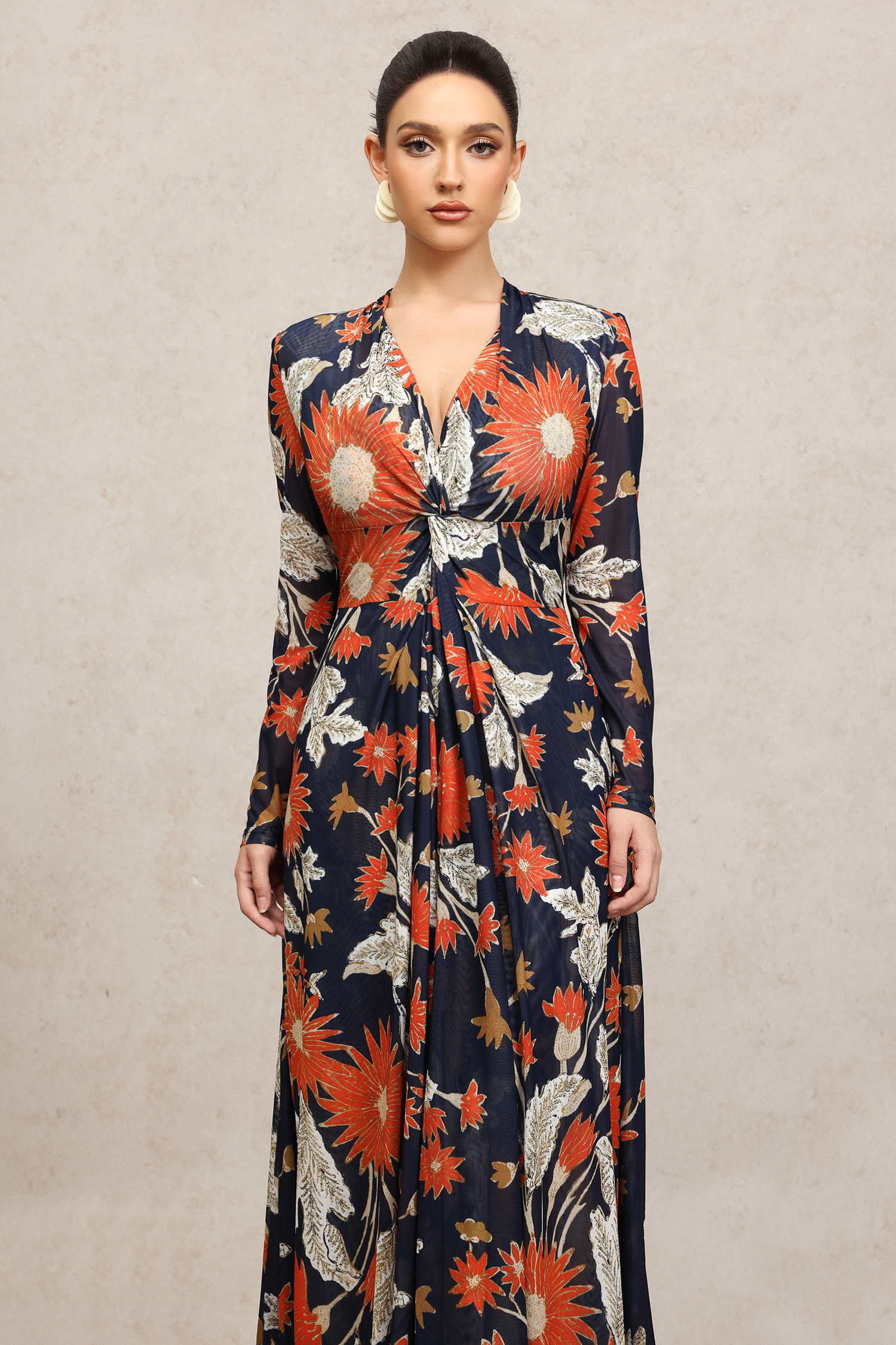 Eero Long Sleeves Floral Printed Slit Maxi Dress