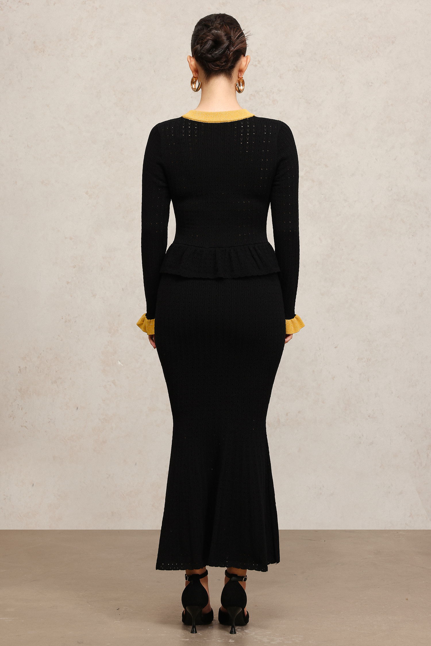 Rumi Round Neck Long Sleeves Fishtail Maxi Dress