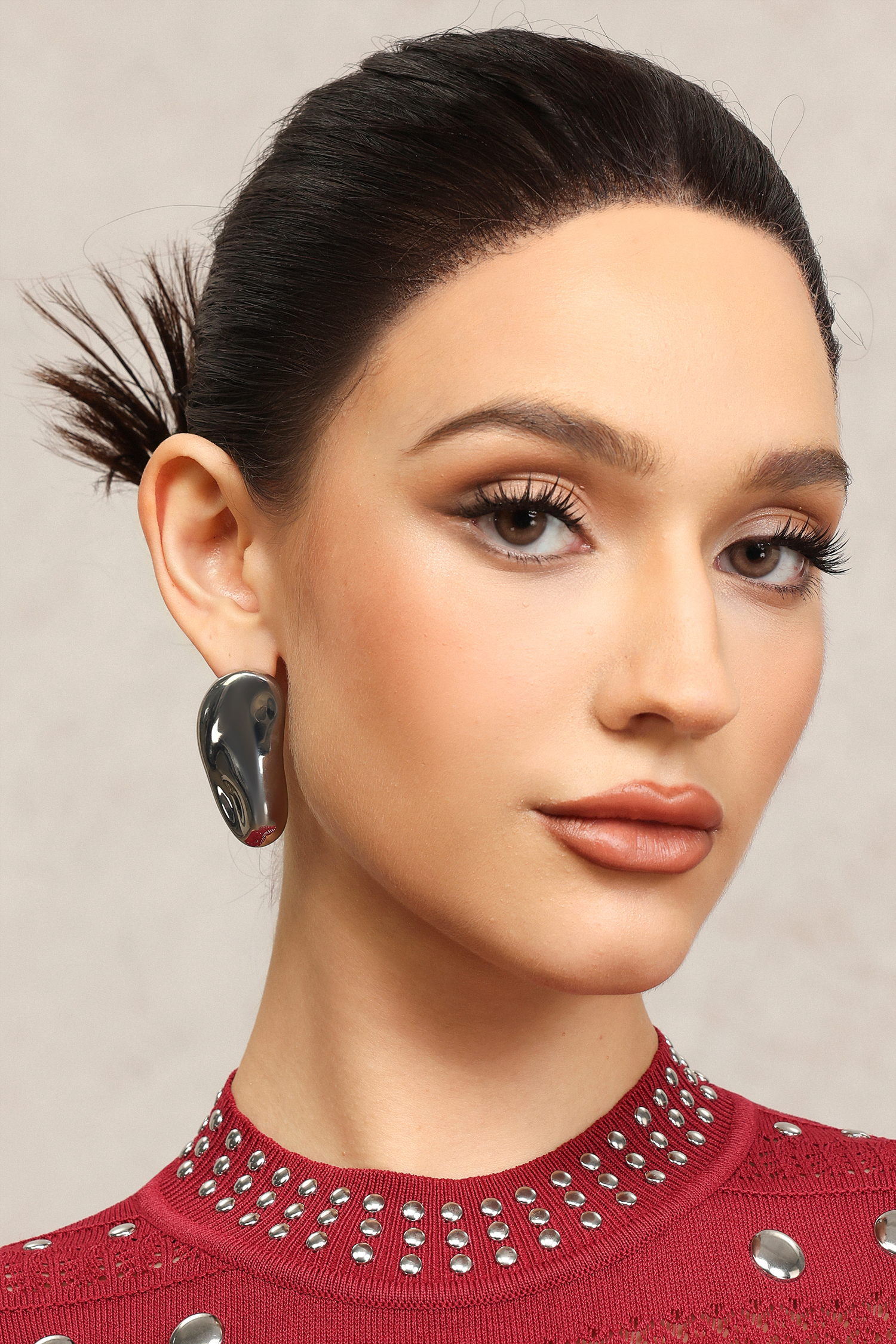 Inya Metal Asymmetric Silver Earrings