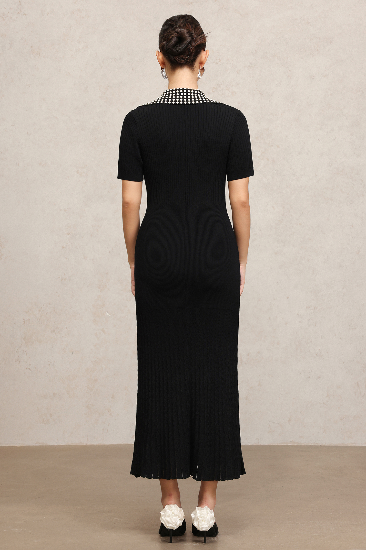 Klaria Short Sleeves Pearl Maxi Dress