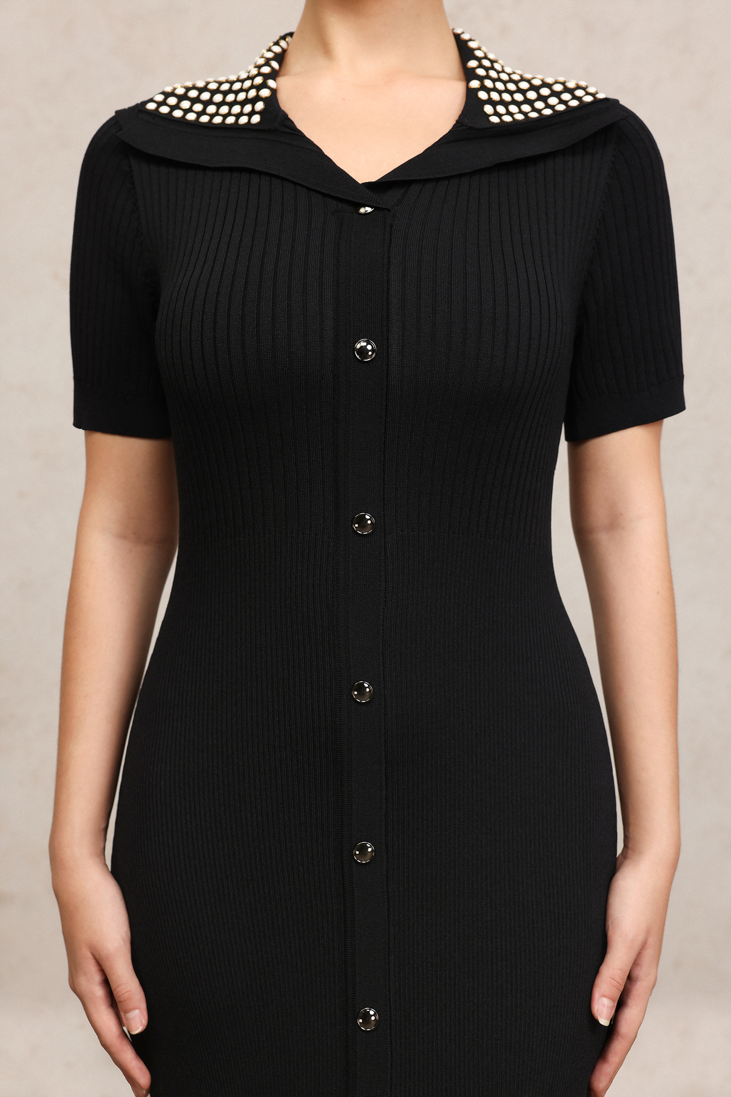 Klaria Short Sleeves Pearl Maxi Dress