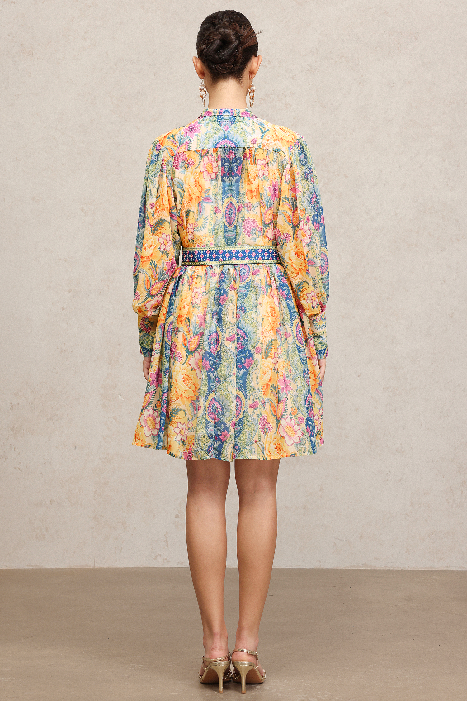 Quiana Long Sleeves Floral Printed Mini Dress