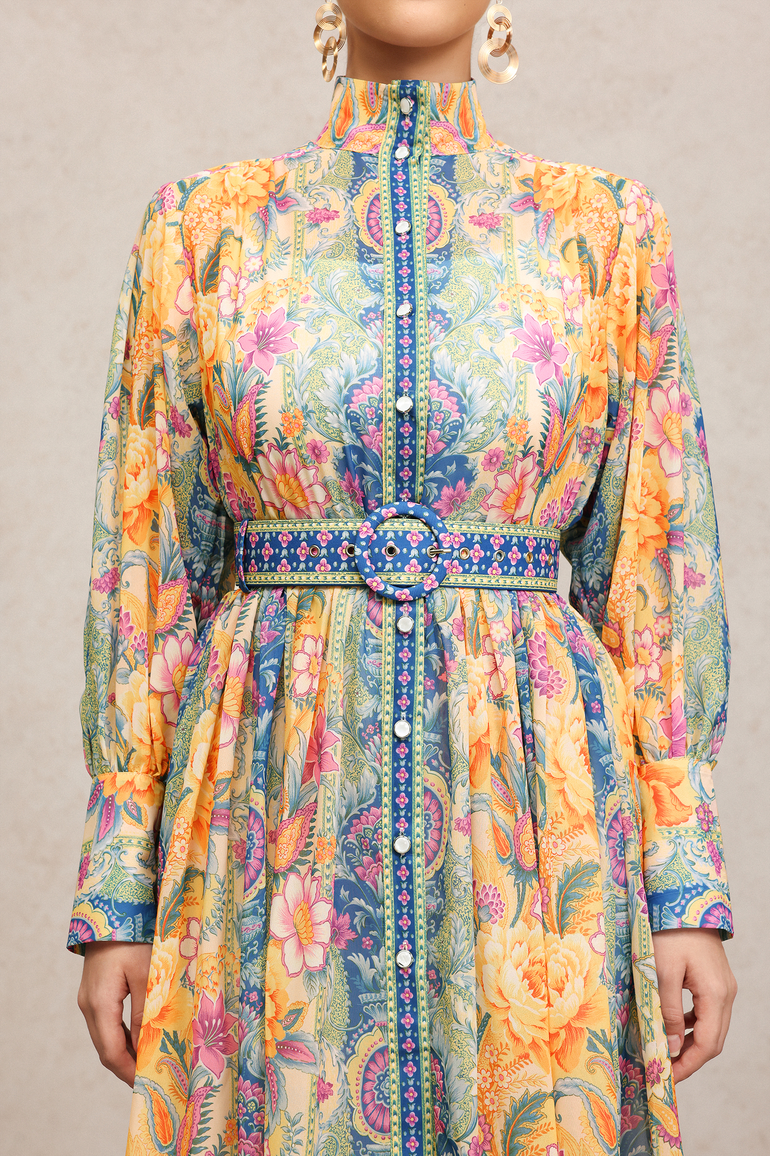 Quiana Long Sleeves Floral Printed Mini Dress