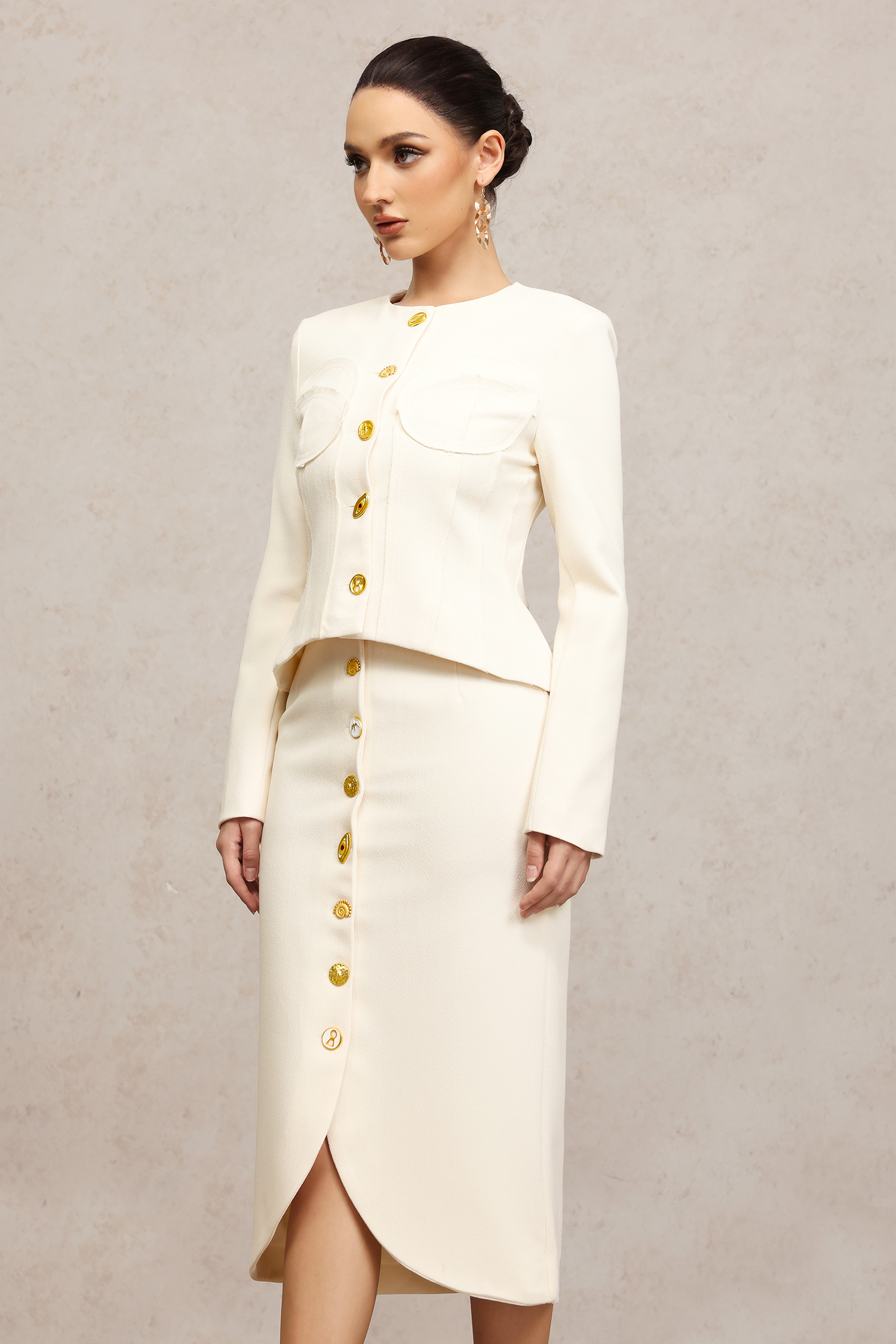 Gwen Round Neck Long Sleeves Top And Skirt Two-Piece Set