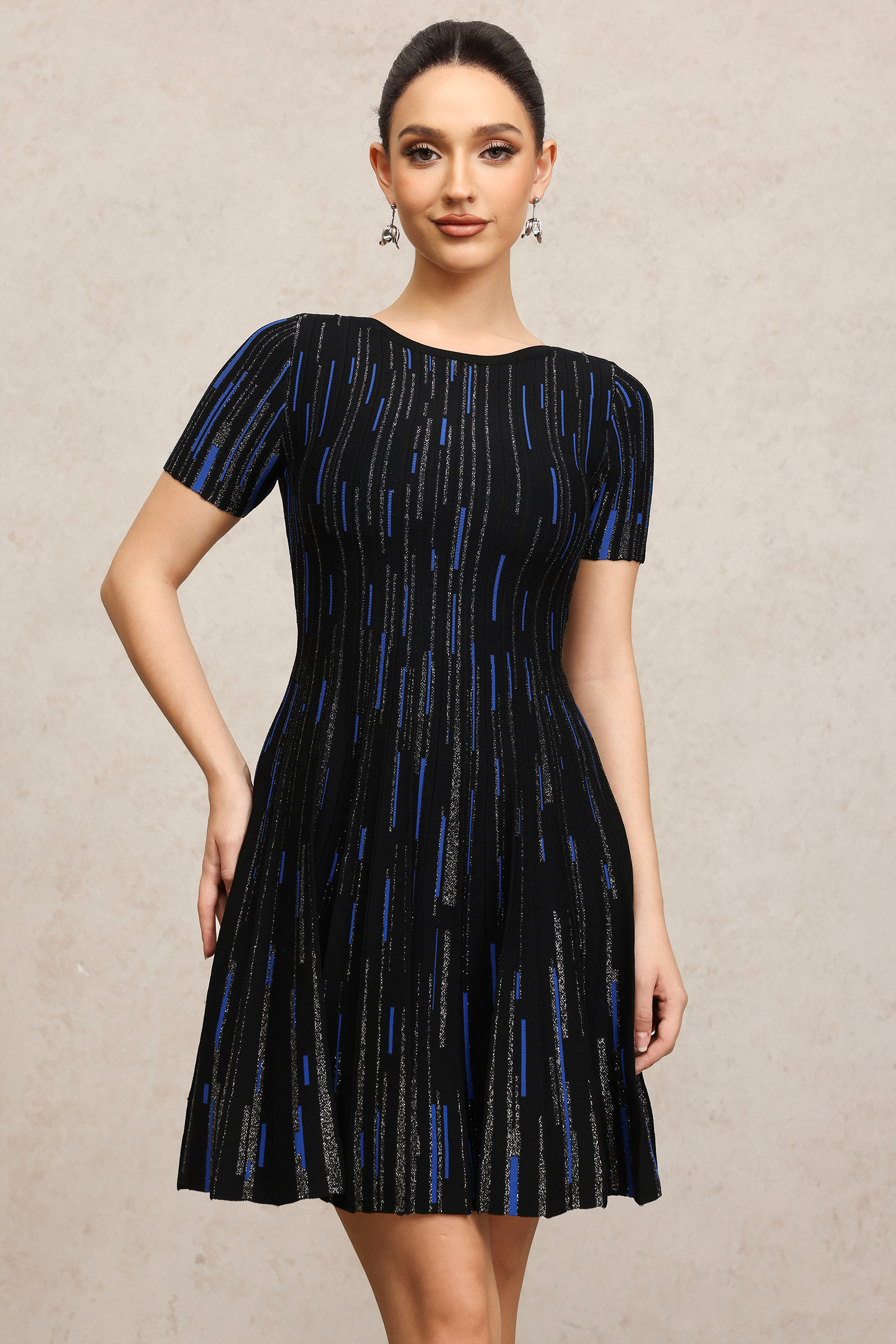 Subra Round Neck Short Sleeves Mini Dress