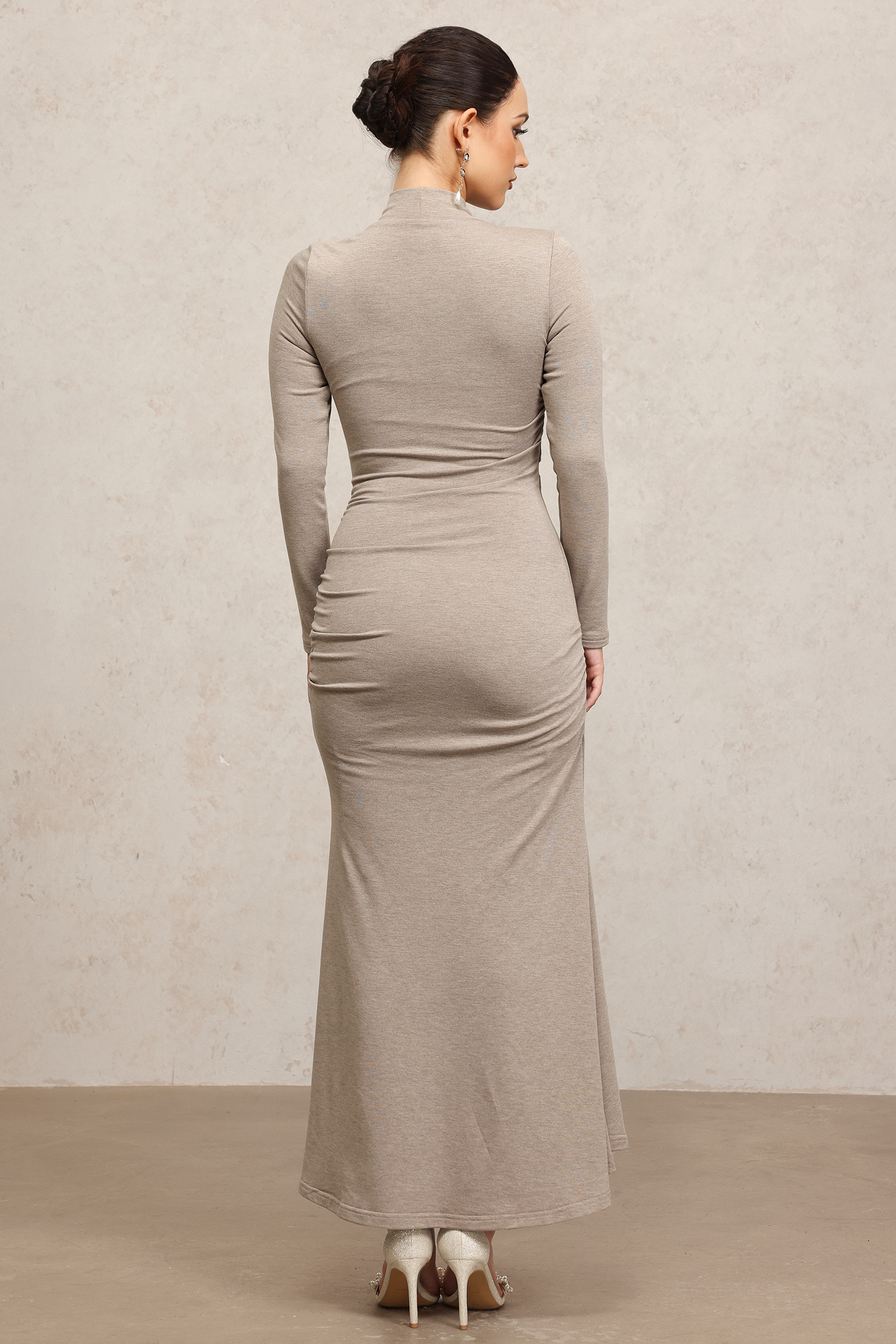 Novah Long Sleeves Folds Fishtail Maxi Dress