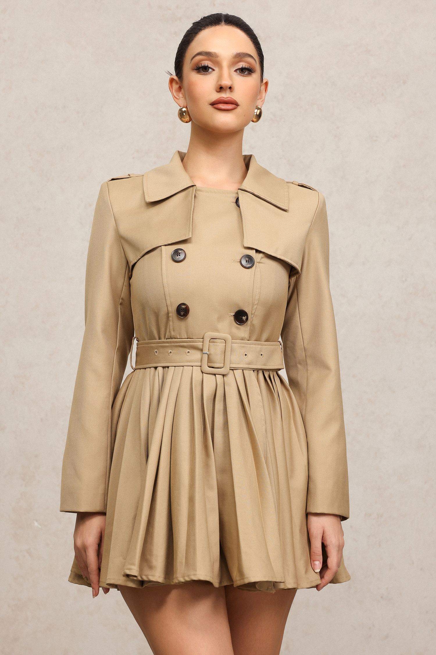 Felixa Long Sleeves Folds Mini Dress