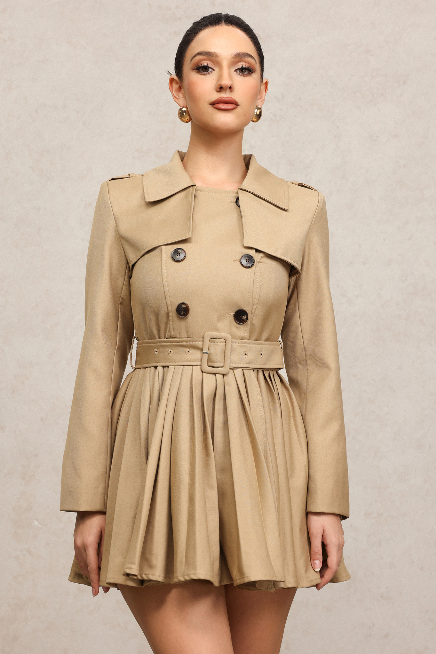 Felixa Long Sleeves Folds Mini Dress