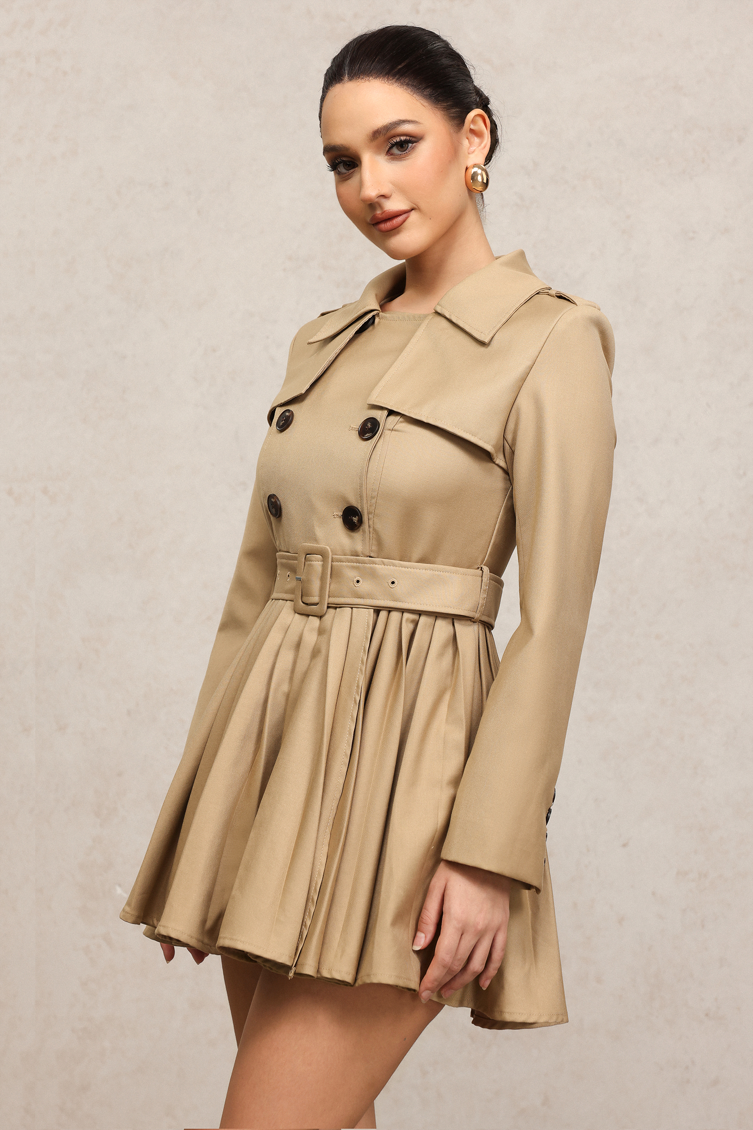 Felixa Long Sleeves Folds Mini Dress