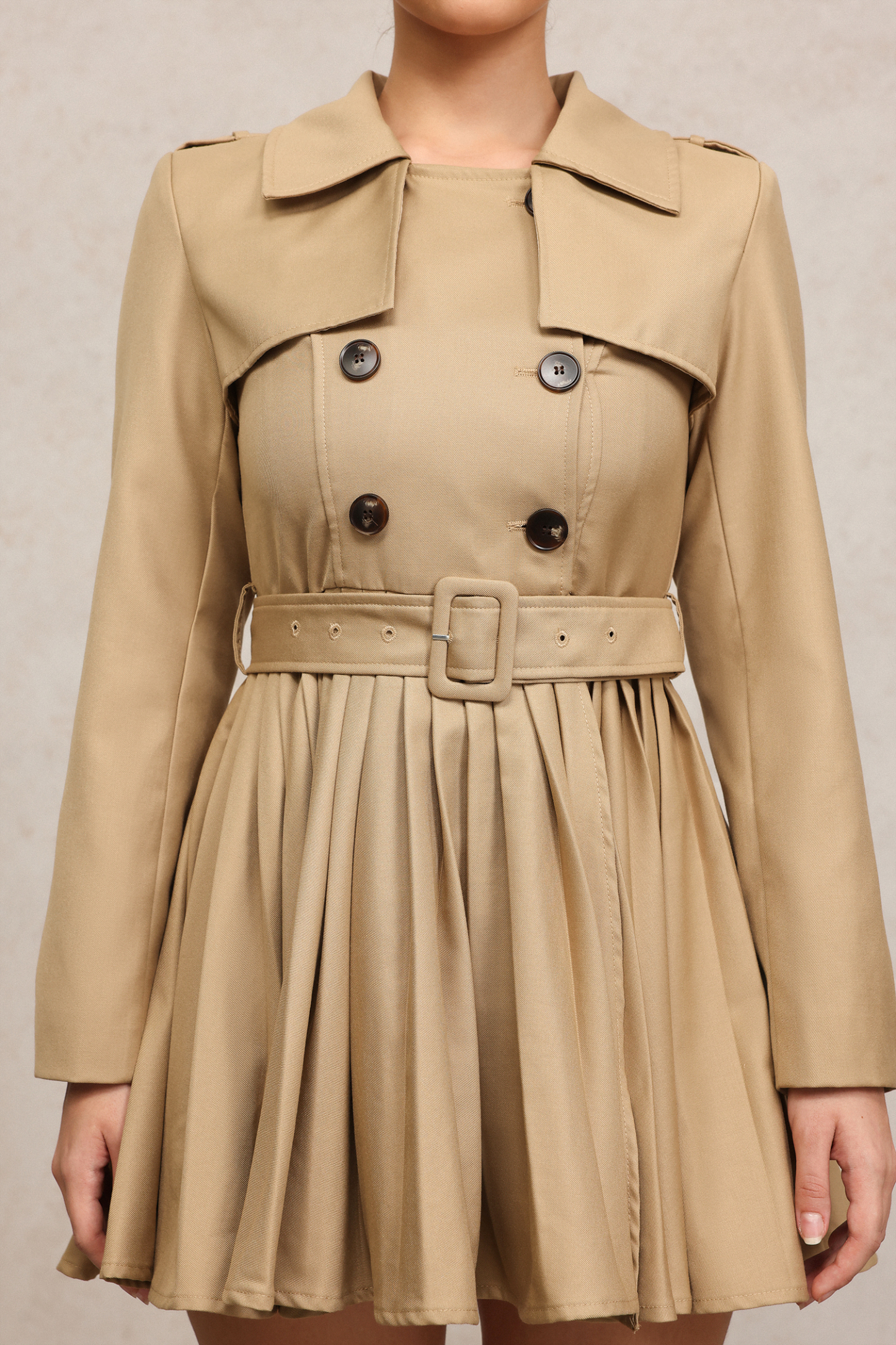 Felixa Long Sleeves Folds Mini Dress