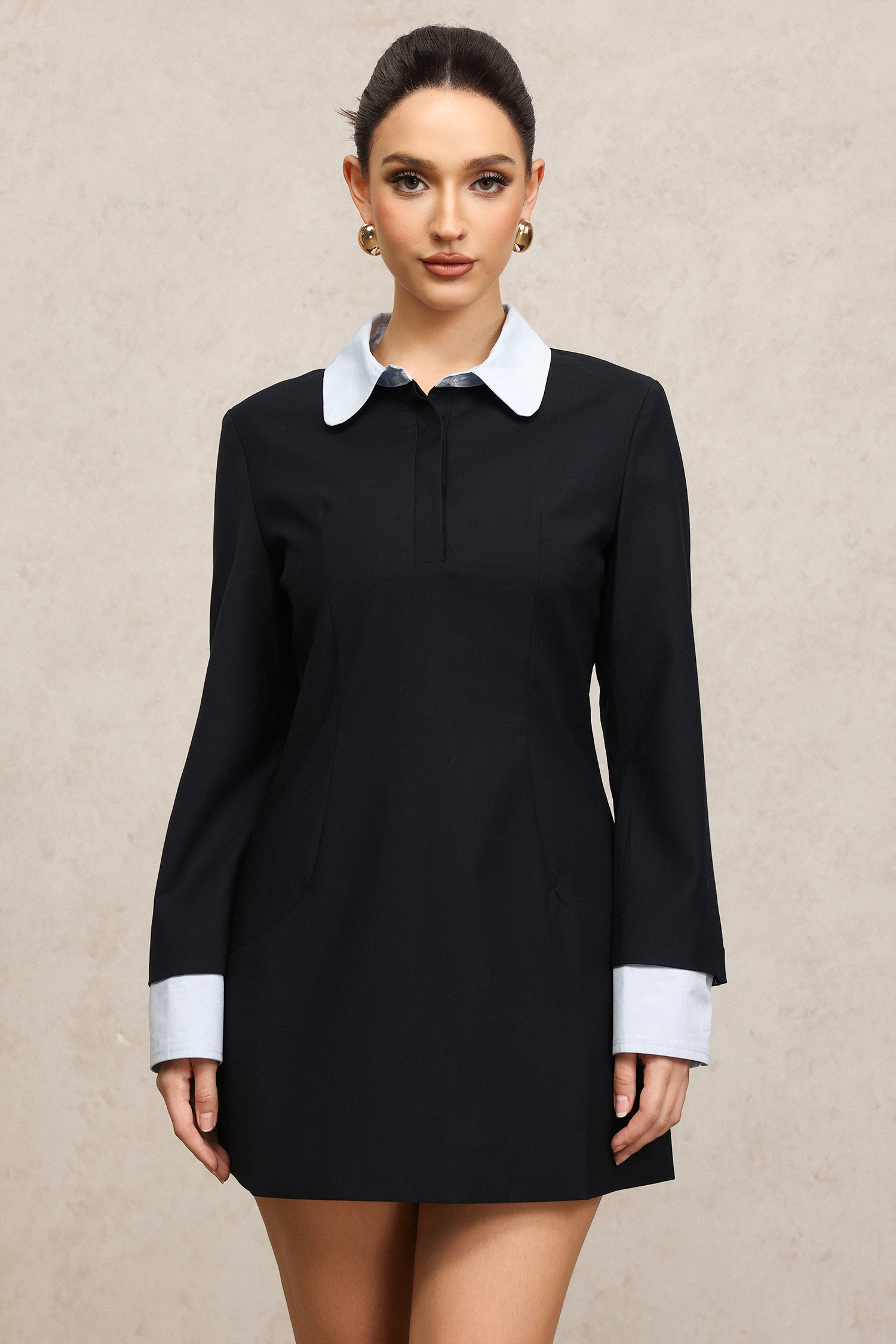 Kavasa Long Sleeves False Two-Piece Mini Dress