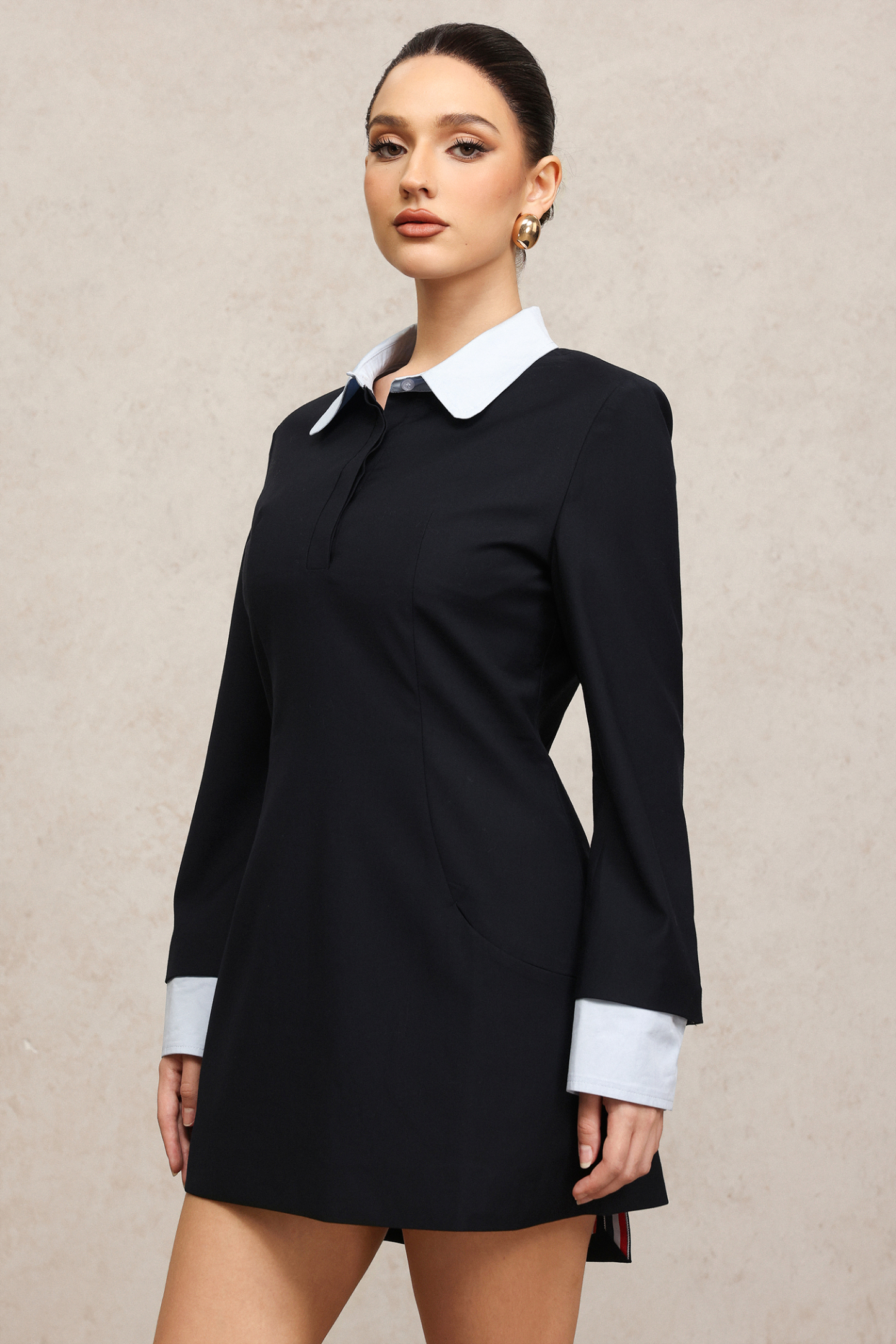 Kavasa Long Sleeves False Two-Piece Mini Dress