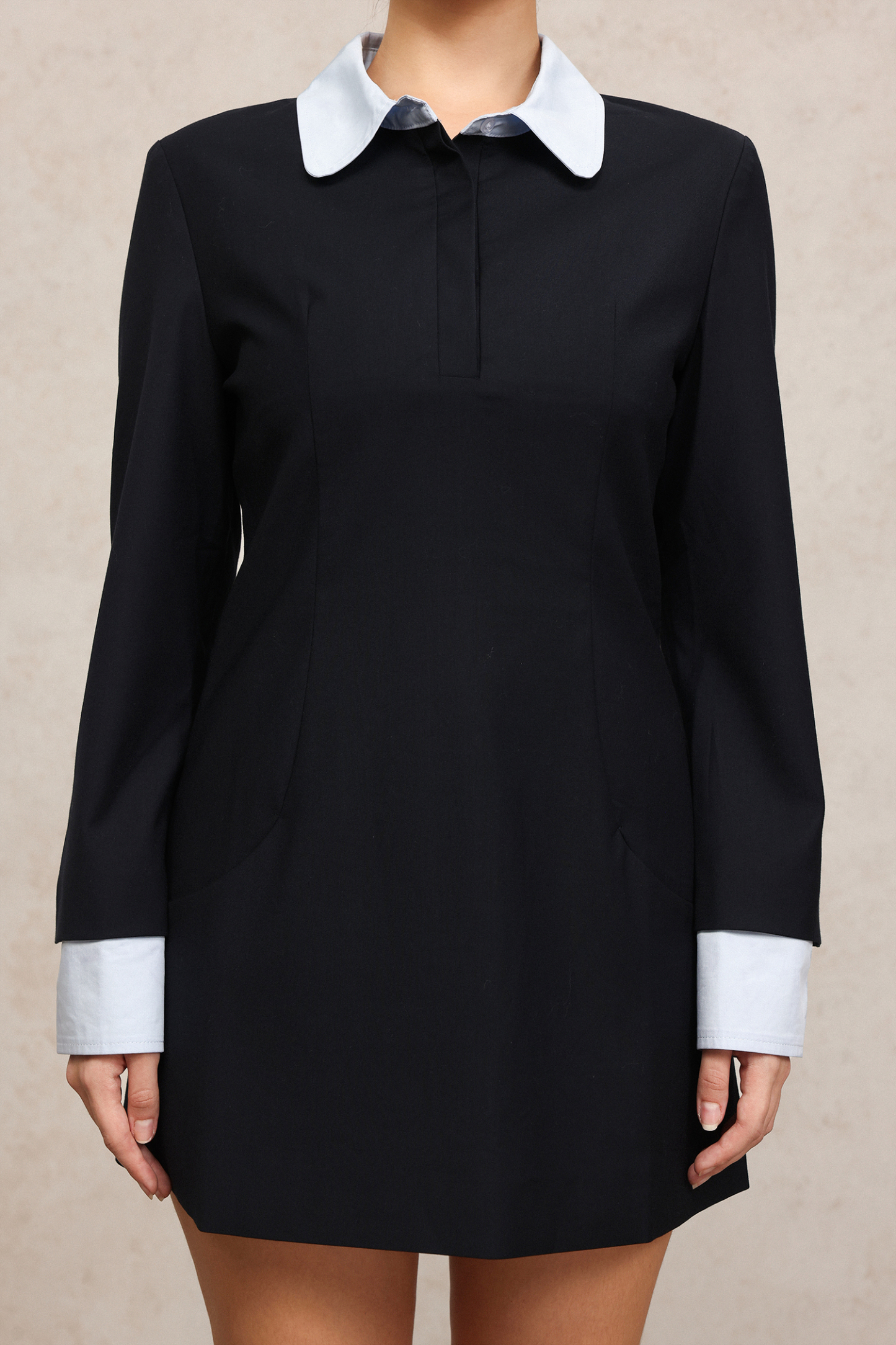 Kavasa Long Sleeves False Two-Piece Mini Dress