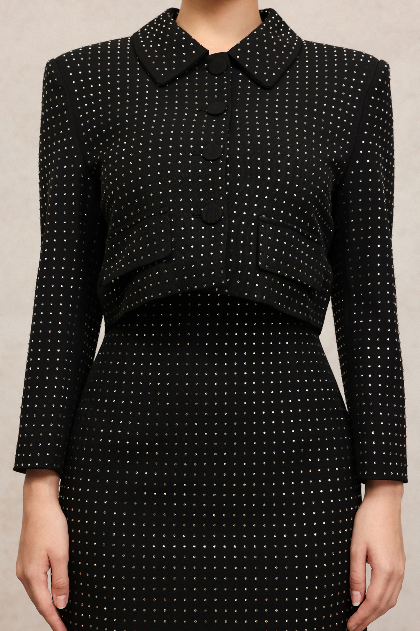 Ridia Long Sleeves Diamond Top And Skirt Two-Piece Set