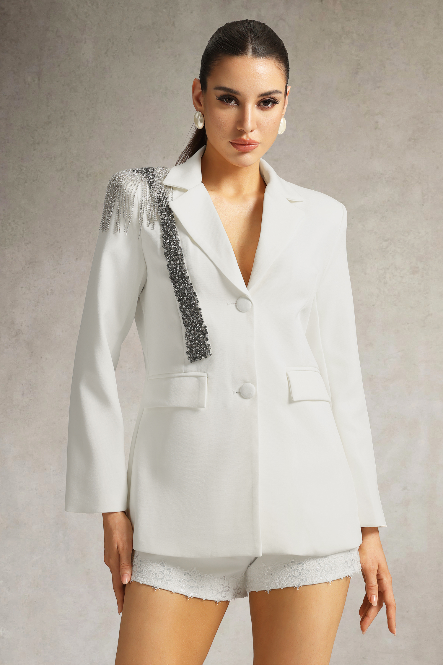 Sylvia Long Sleeve Rhinestone Blazer