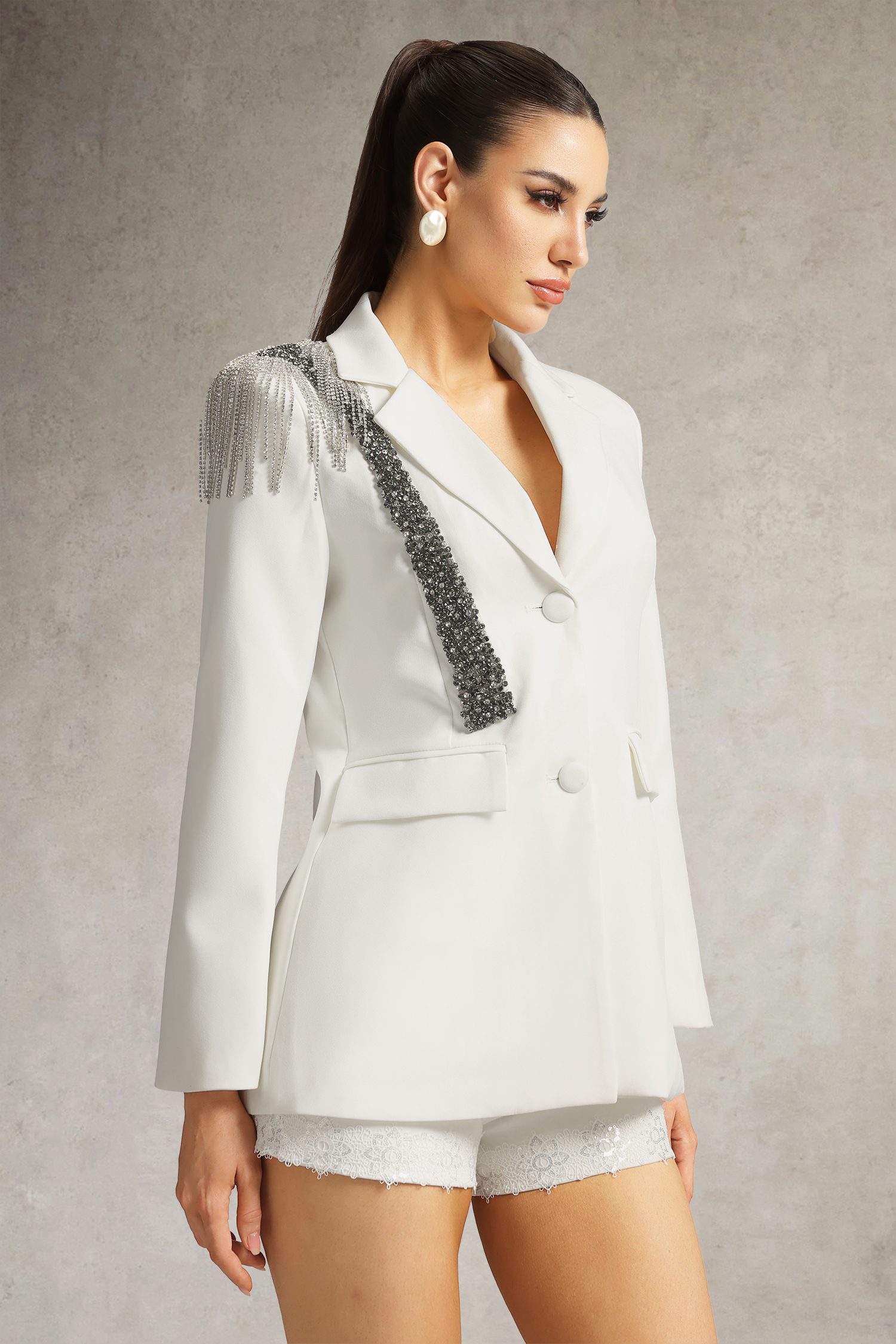 Sylvia Long Sleeve Rhinestone Blazer