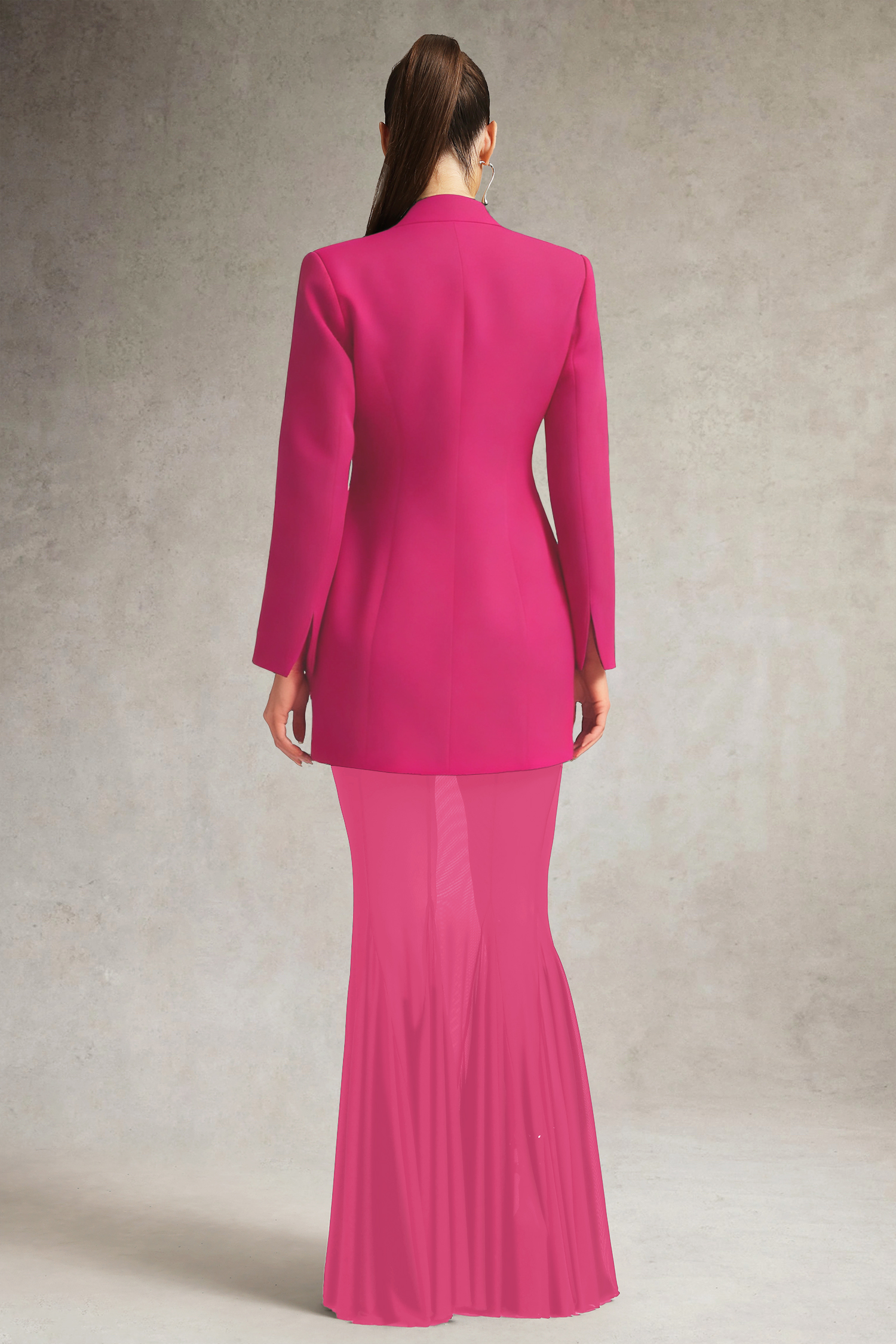 Soloma Collarless Blazer Pink Two Piece Set