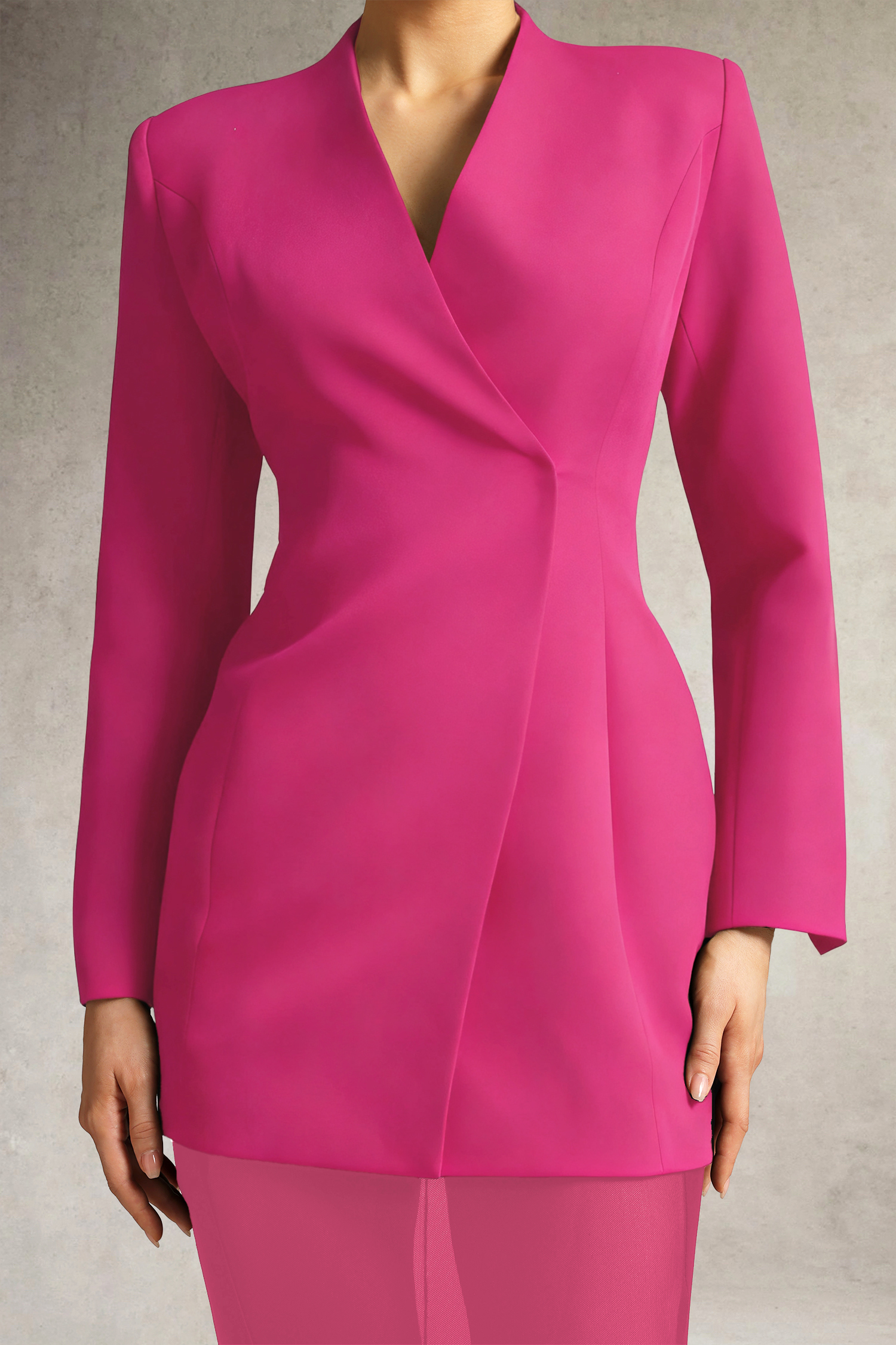 Soloma Collarless Blazer Pink Two Piece Set