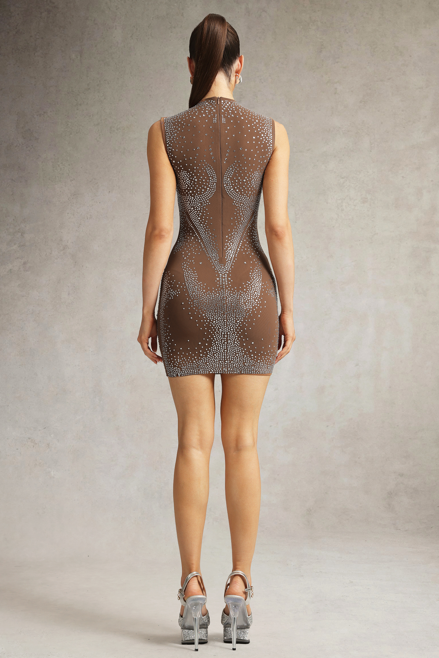 Winifred Sleeveless Rhinestone Mini Dress