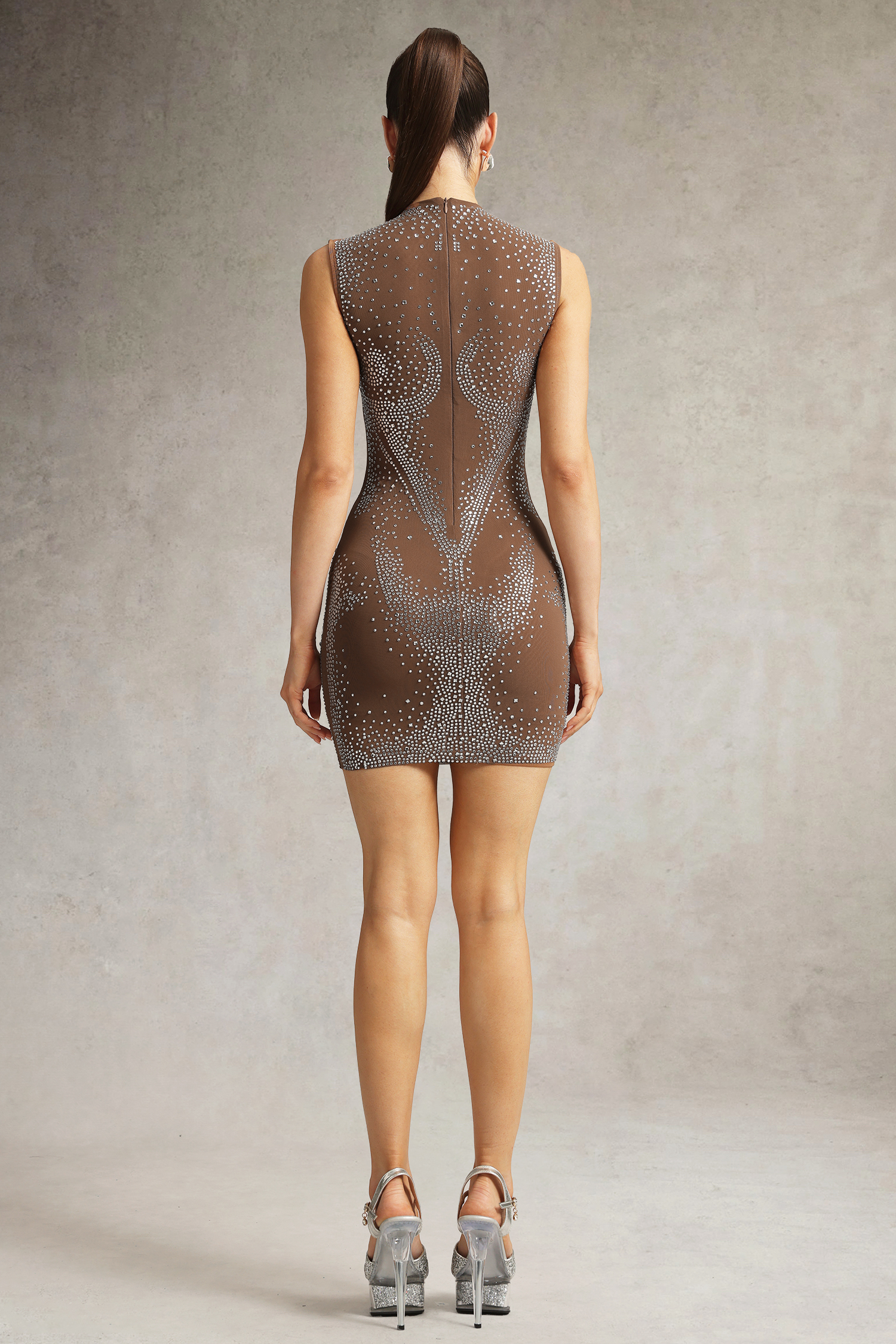 Winifred Sleeveless Rhinestone Mini Dress