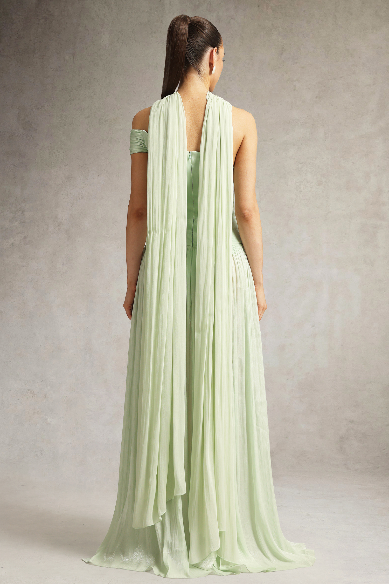 Mellies One Shoulder Floral Ruched High Slit Maxi Dress