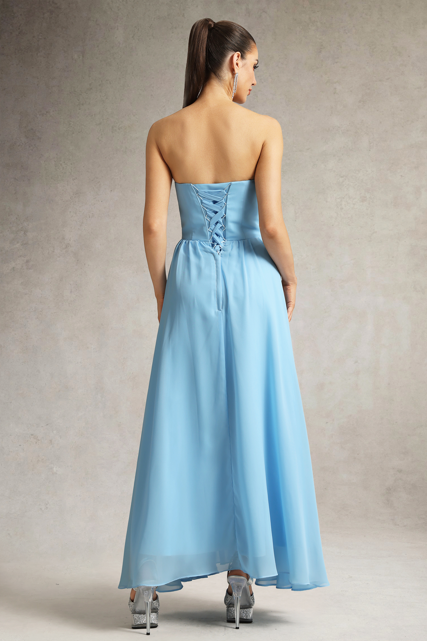 Jenny Strapless Pleated Chiffon Maxi Dress