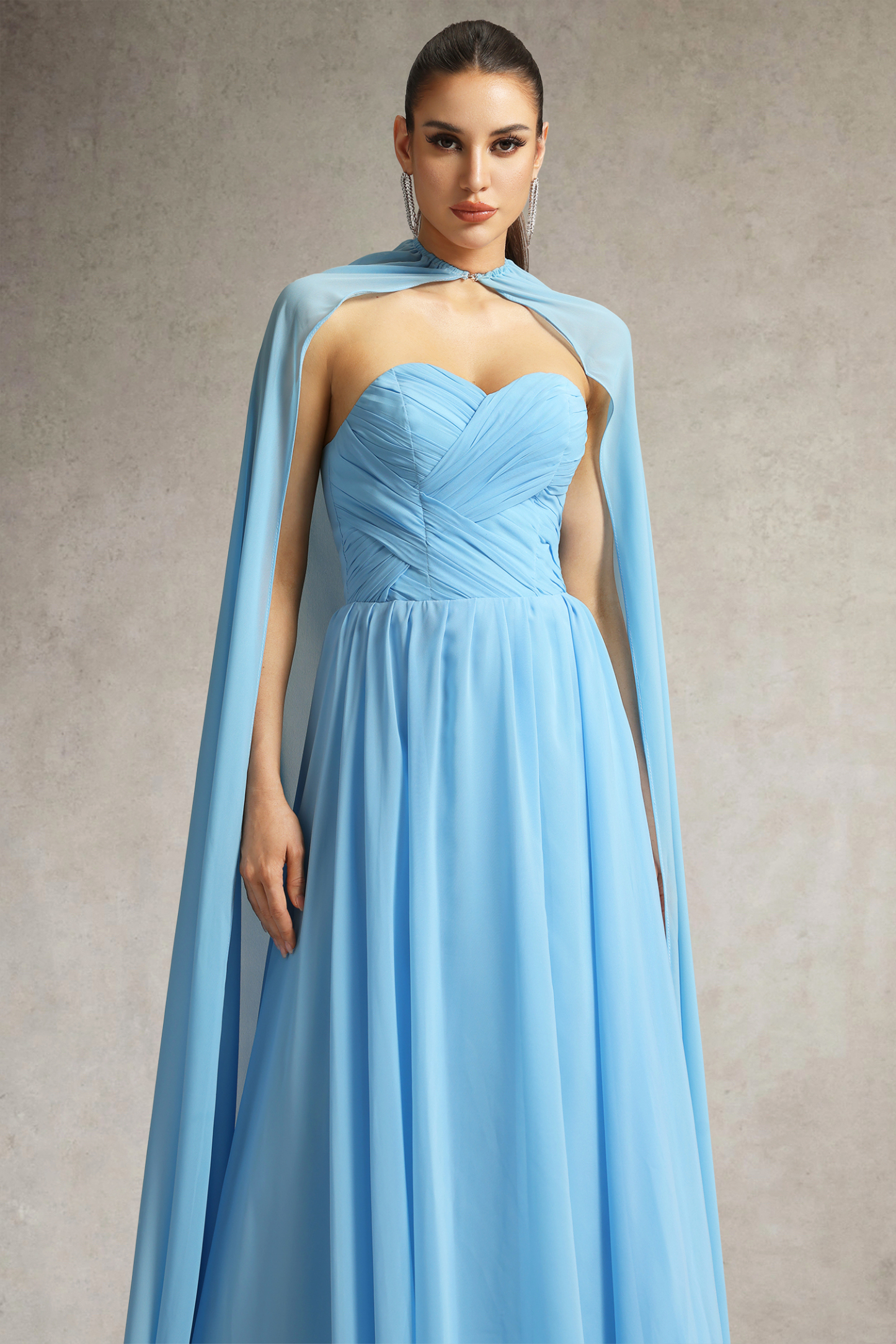Jenny Strapless Pleated Chiffon Maxi Dress