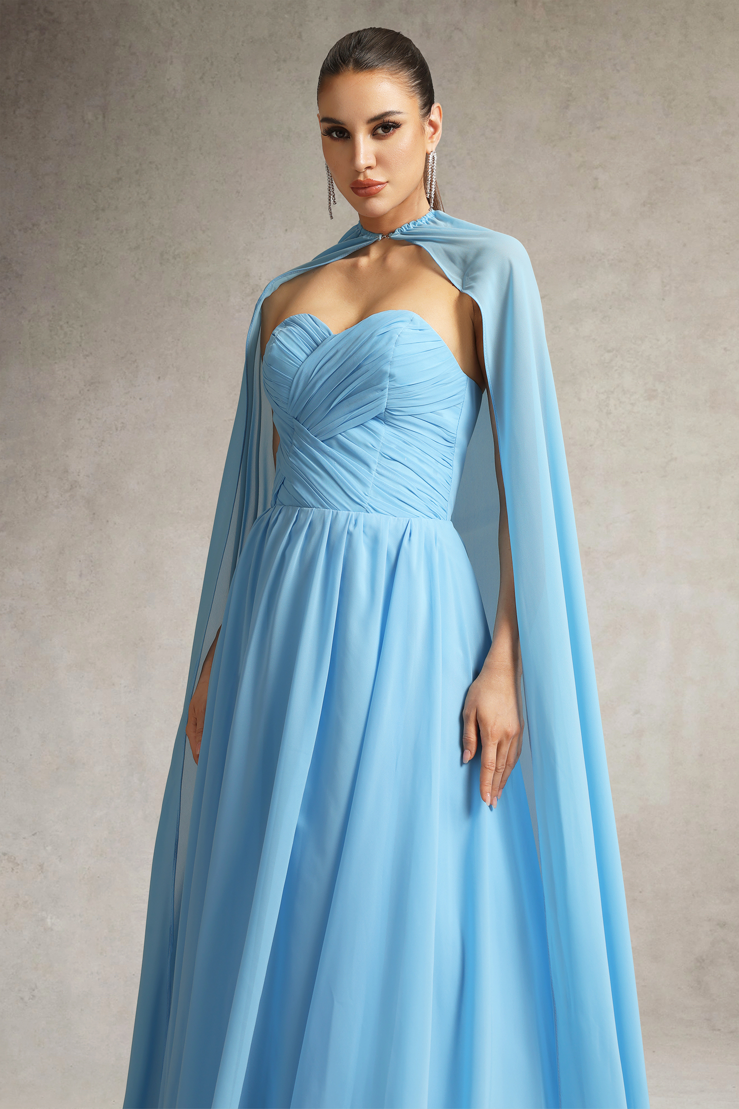 Jenny Strapless Pleated Chiffon Maxi Dress