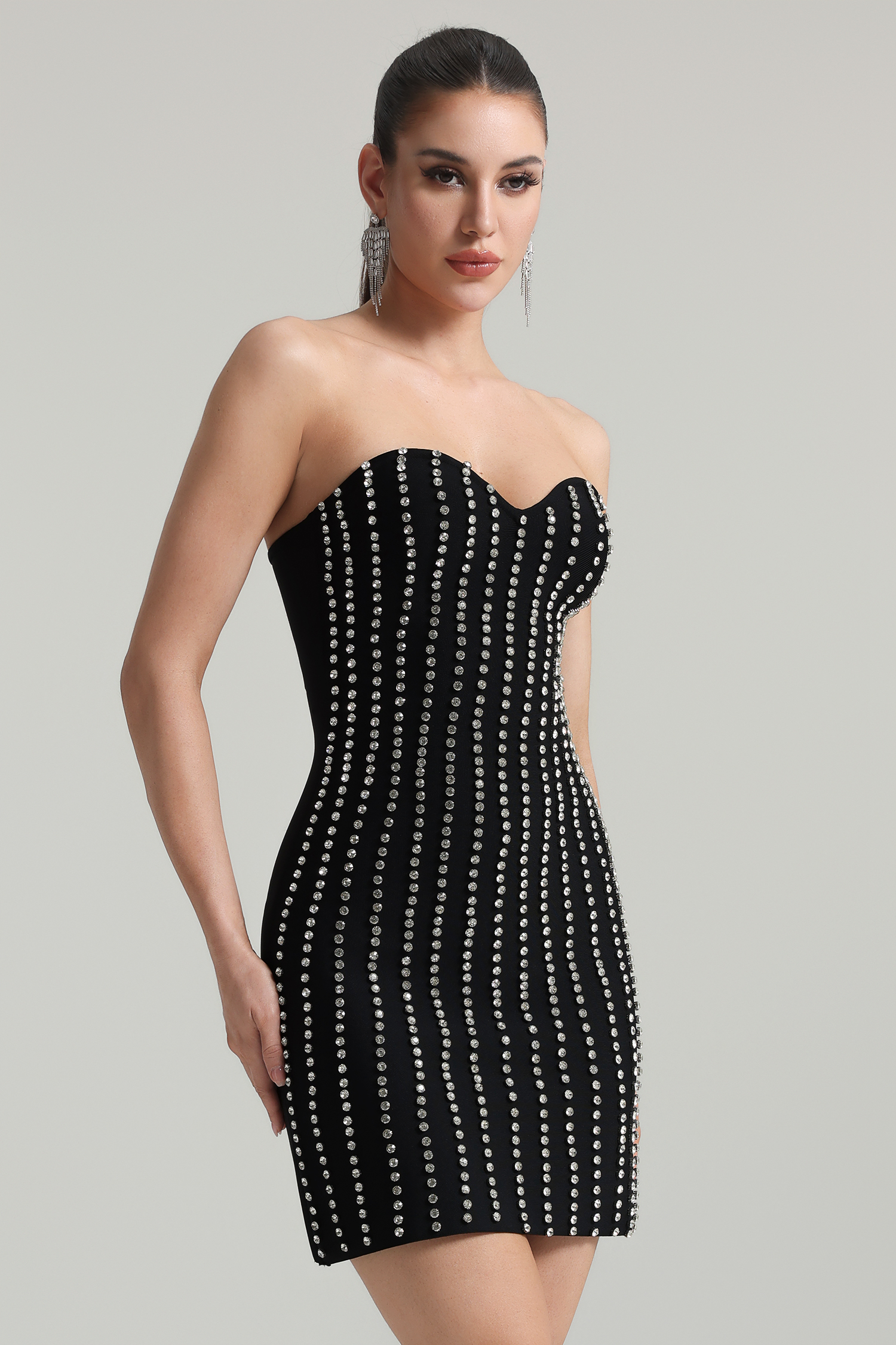 Kava Rhinestone Bandage Mini Dress