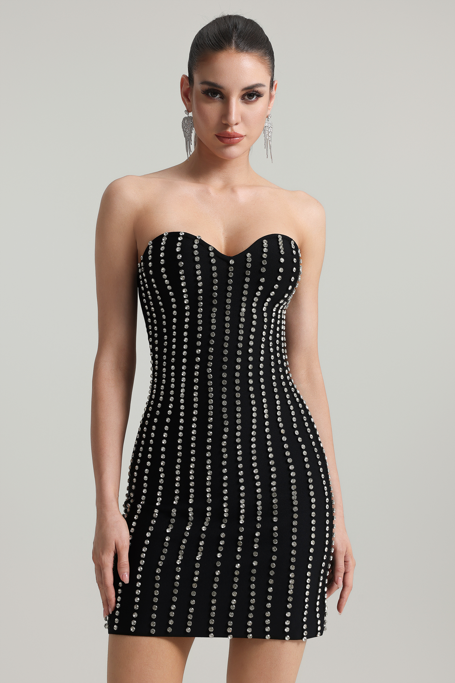 Kava Rhinestone Bandage Mini Dress