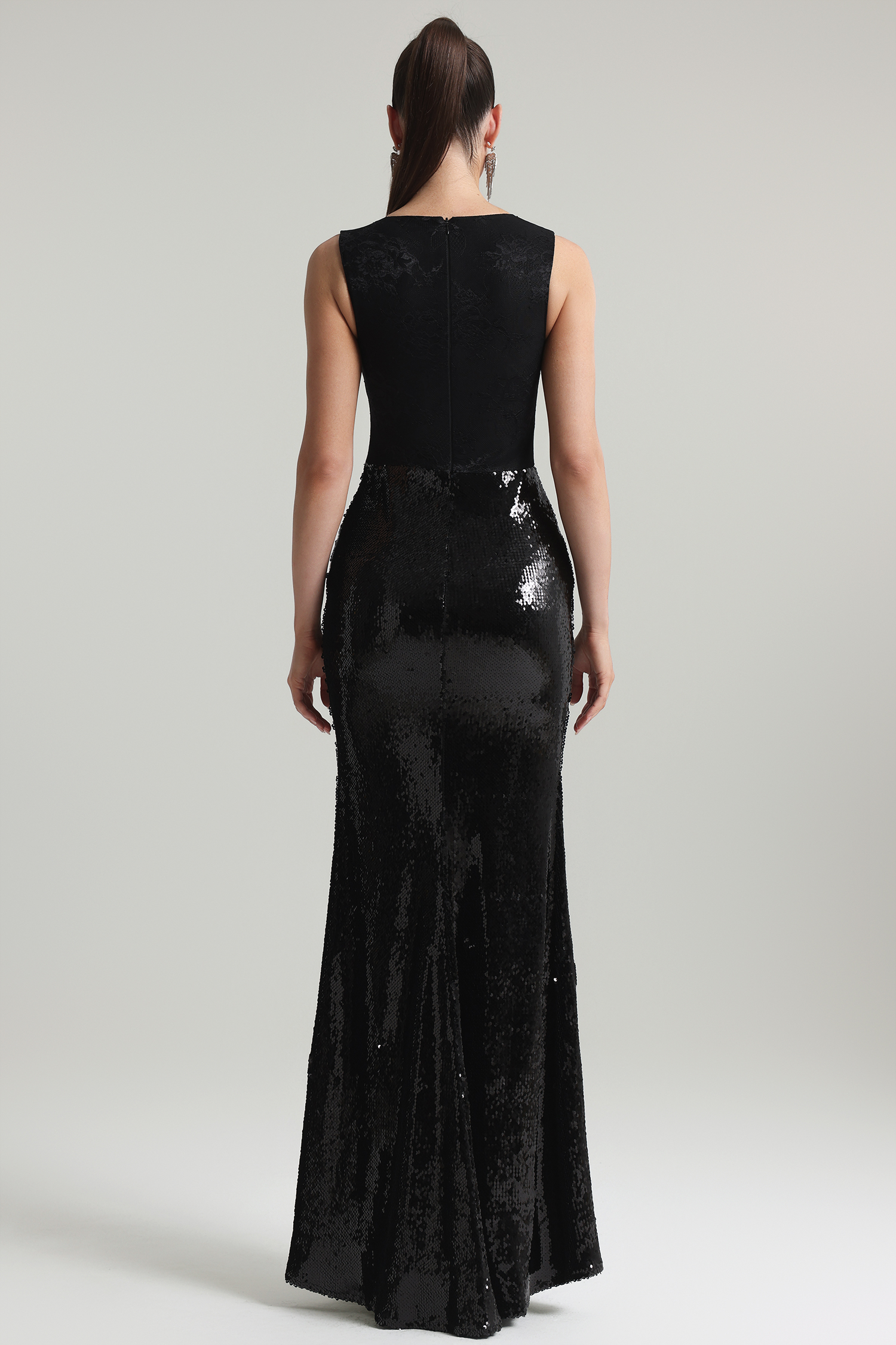 Kerry Lace Deep V Sequin Maxi Dress