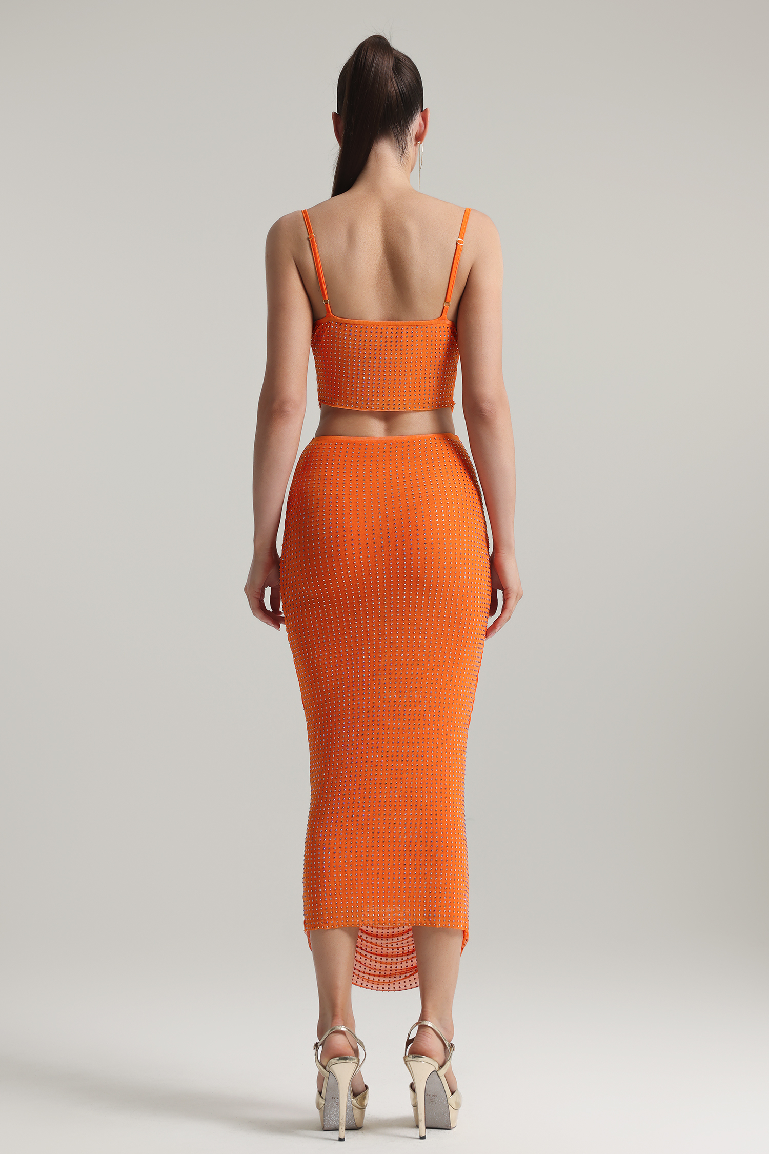 Rina Sleeveless Rhinestone Two Piece Set