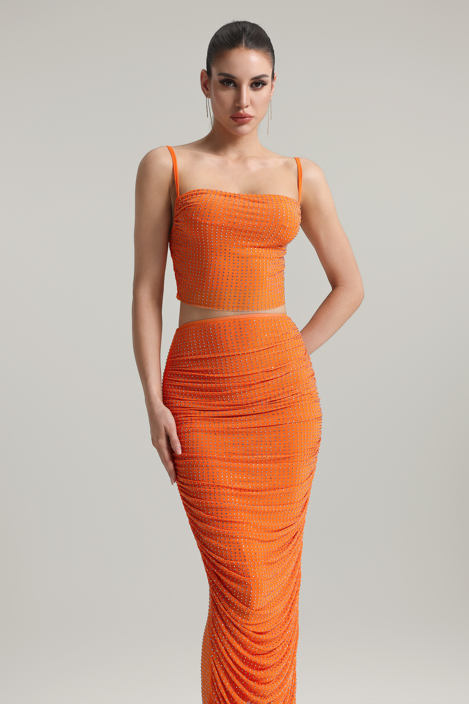 Rina Sleeveless Rhinestone Two Piece Set