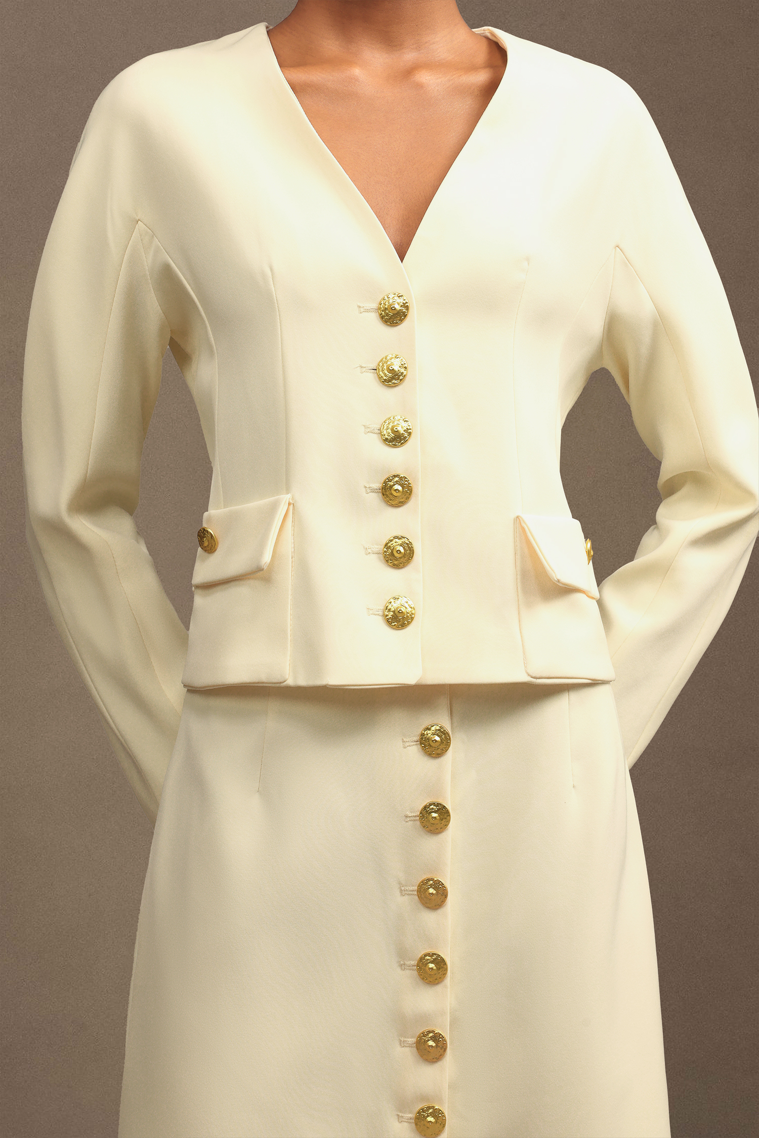 Uniko Elegant Long Sleeve Woven Top And Skirt Two-Piece Set