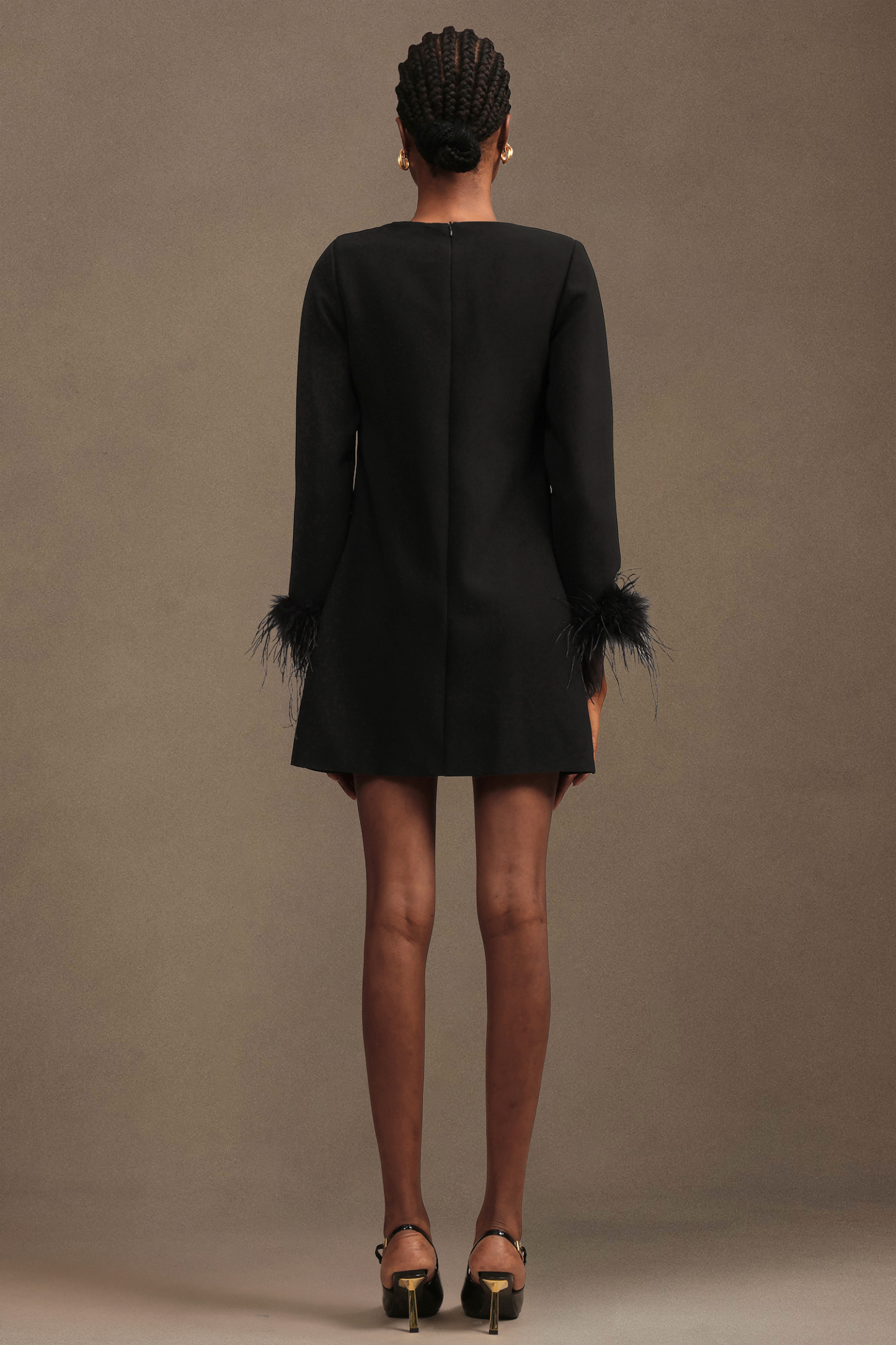 Olive Modern Tailored V Neck Long Sleeve Woven Mini Dress