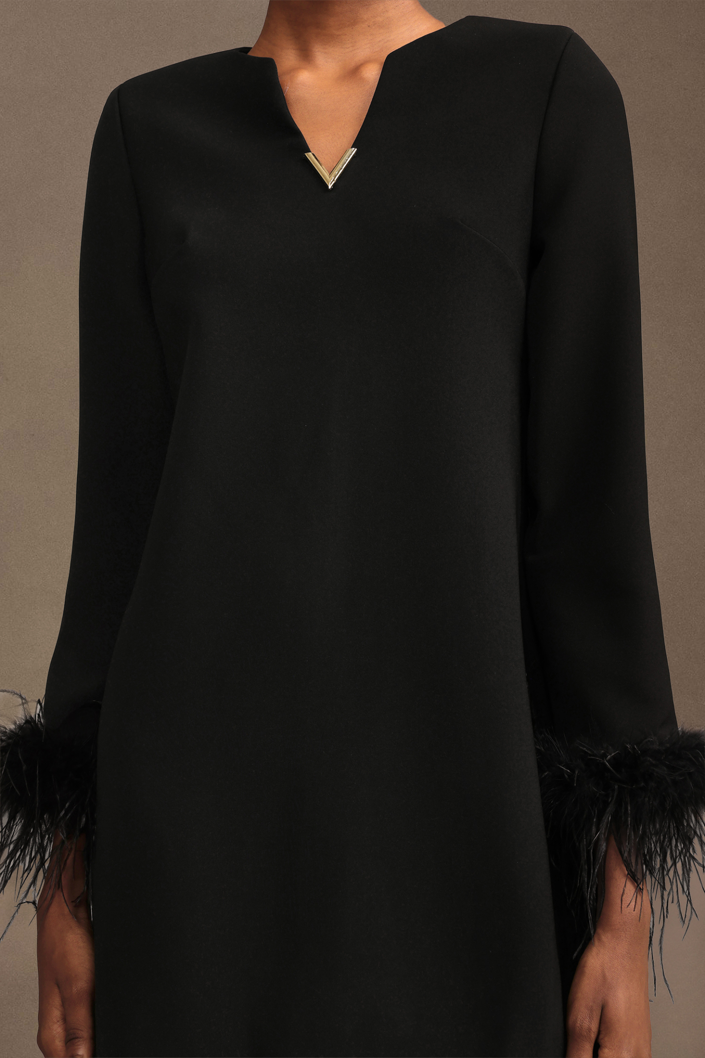 Olive Modern Tailored V Neck Long Sleeve Woven Mini Dress