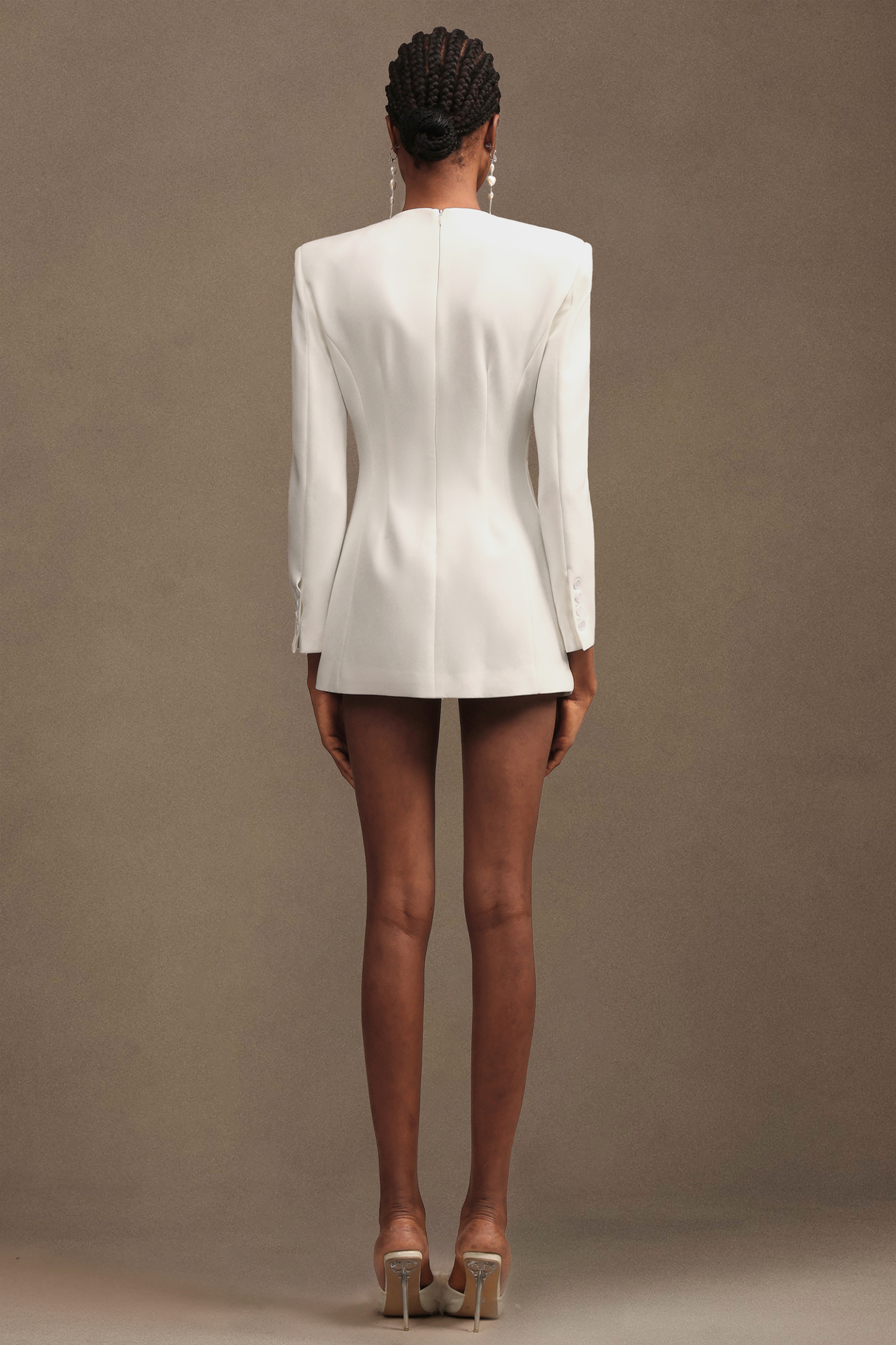 Shalissa Modern Tailored Round Neck Long Sleeve Mini Dress