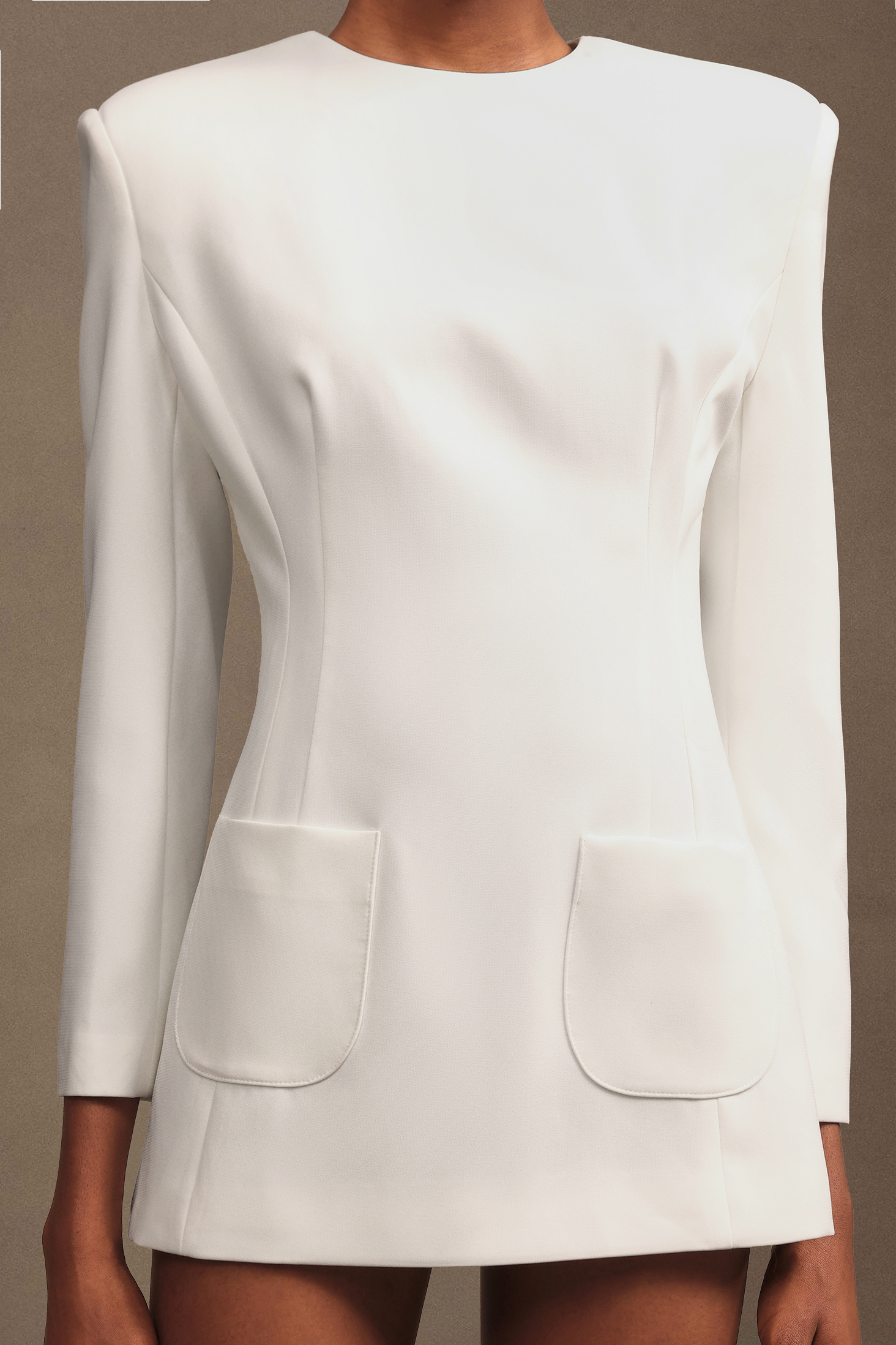 Shalissa Modern Tailored Round Neck Long Sleeve Mini Dress