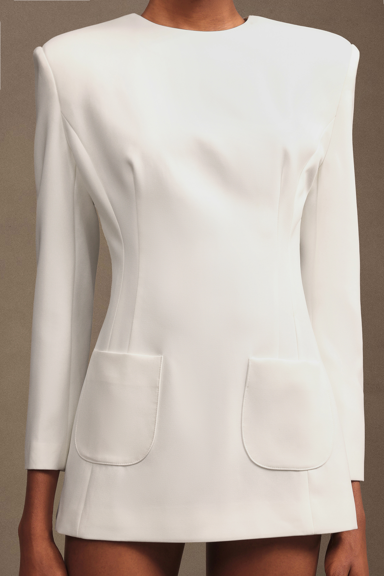 Shalissa Modern Tailored Round Neck Long Sleeve Mini Dress