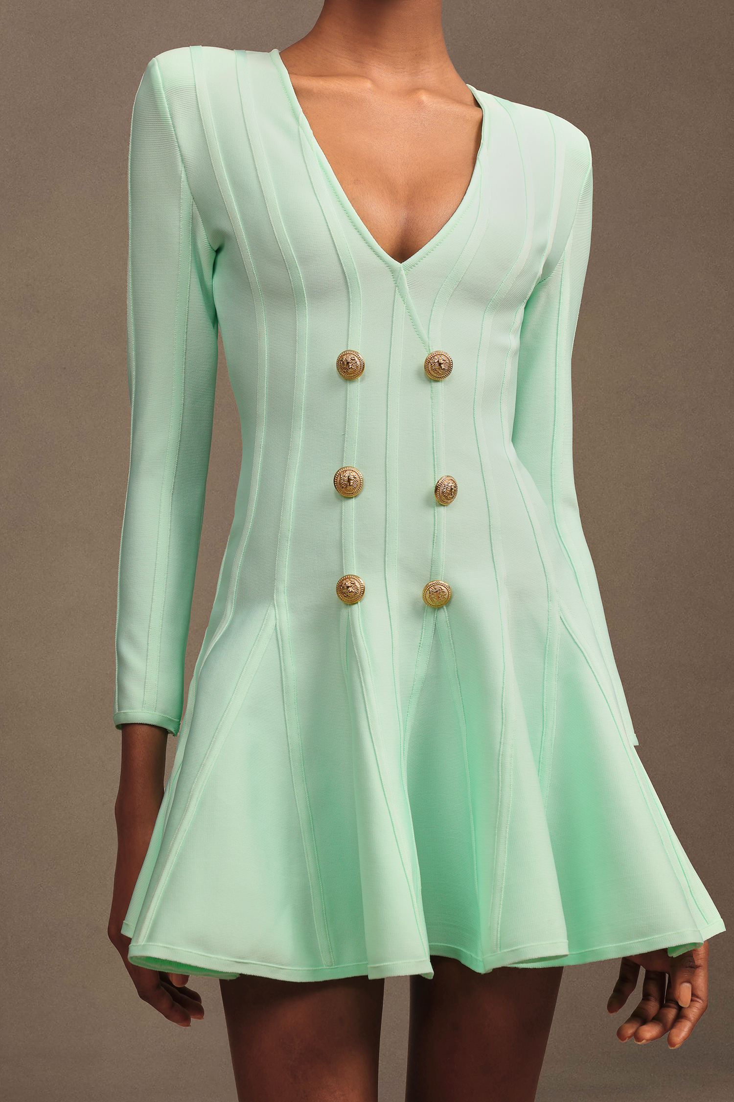 Reggie Vintage Chic V Neck Long Sleeve Bandage Mini Dress