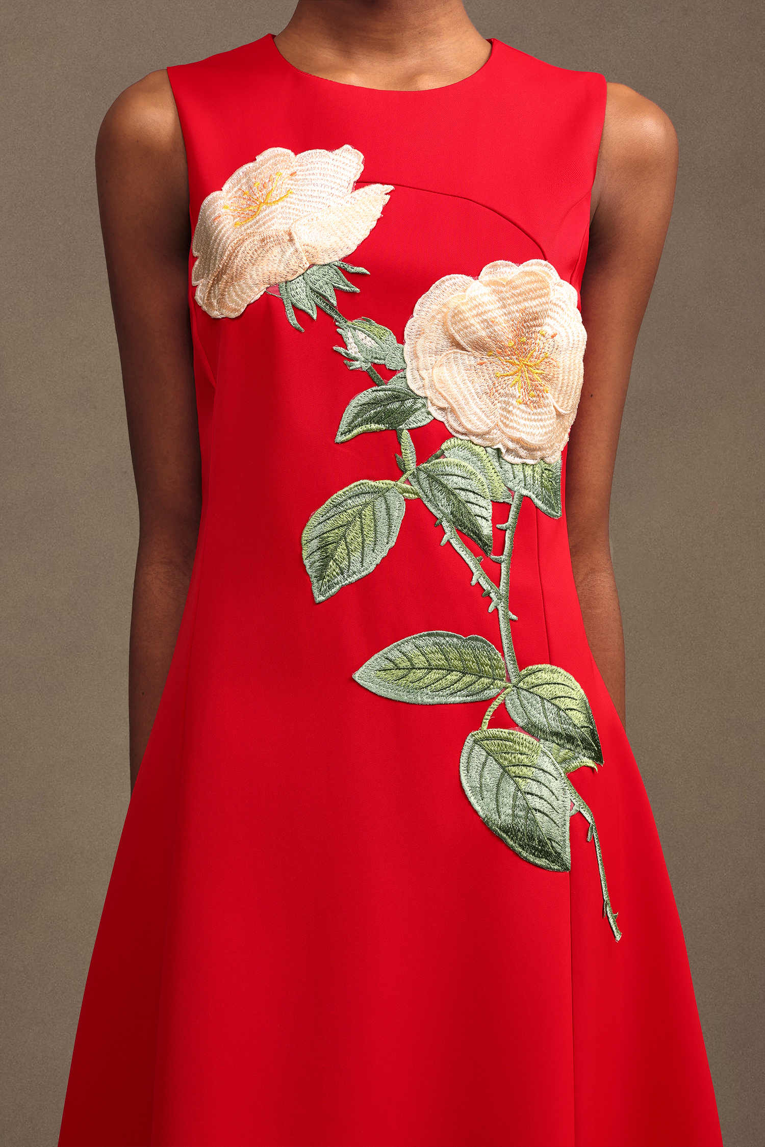 Juniper Elegant Tailored Round Neck Sleeveless Floral Woven Maxi Dress