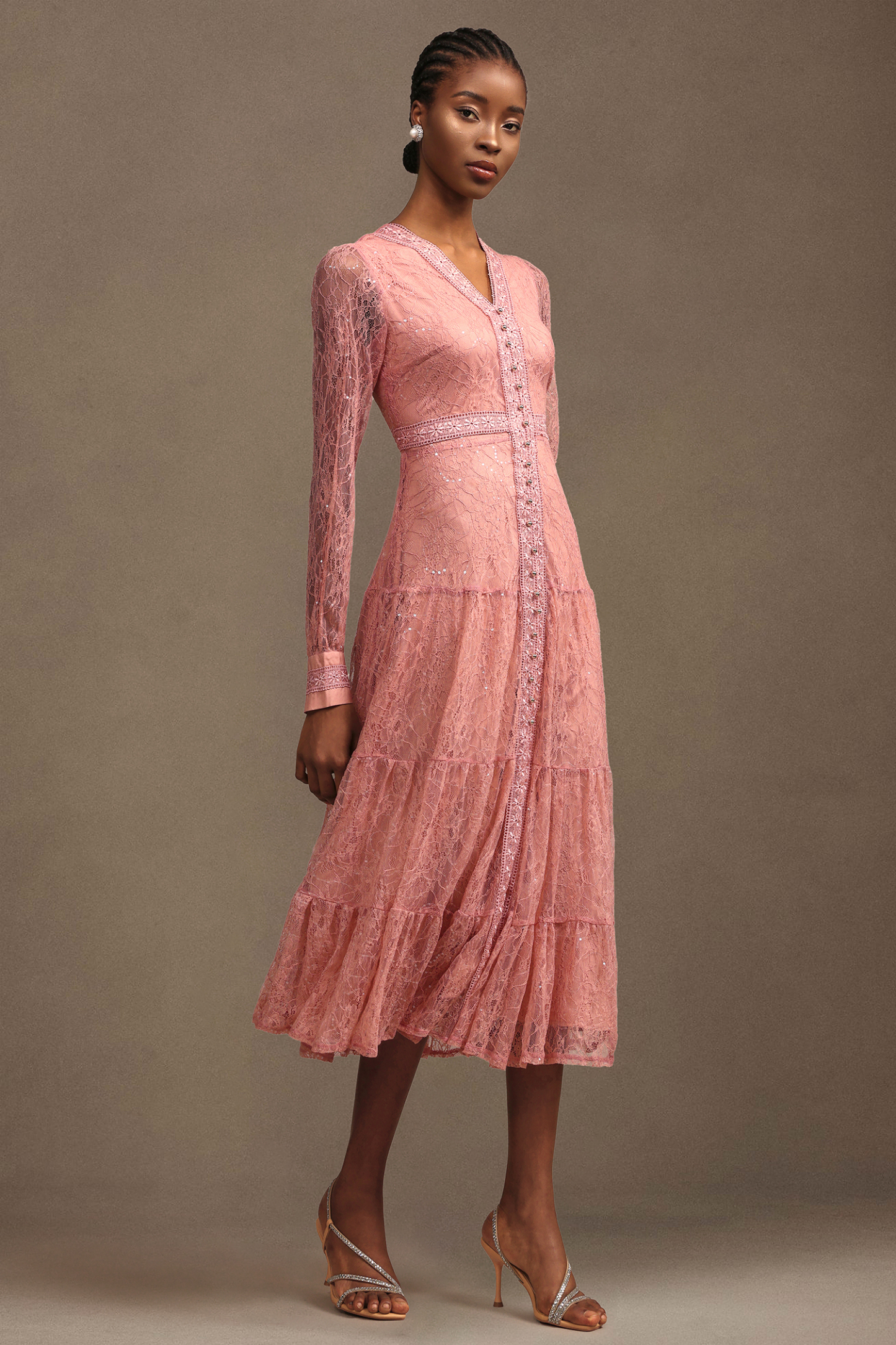 Laney Resort V Neck Long Sleeve Lace Maxi Dress