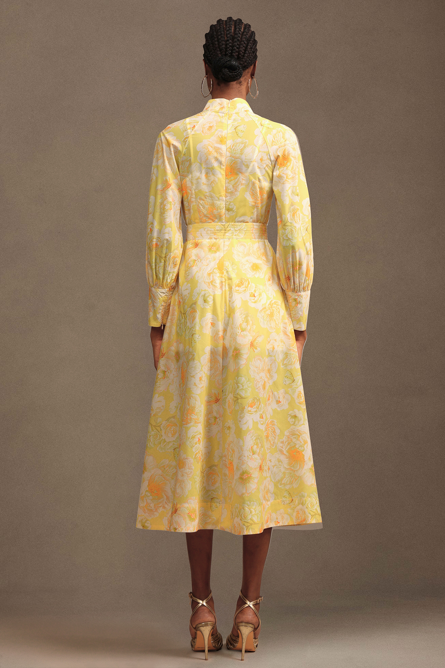 Lane Resort Flowy Long Sleeve Floral Printed Chiffon Maxi Dress