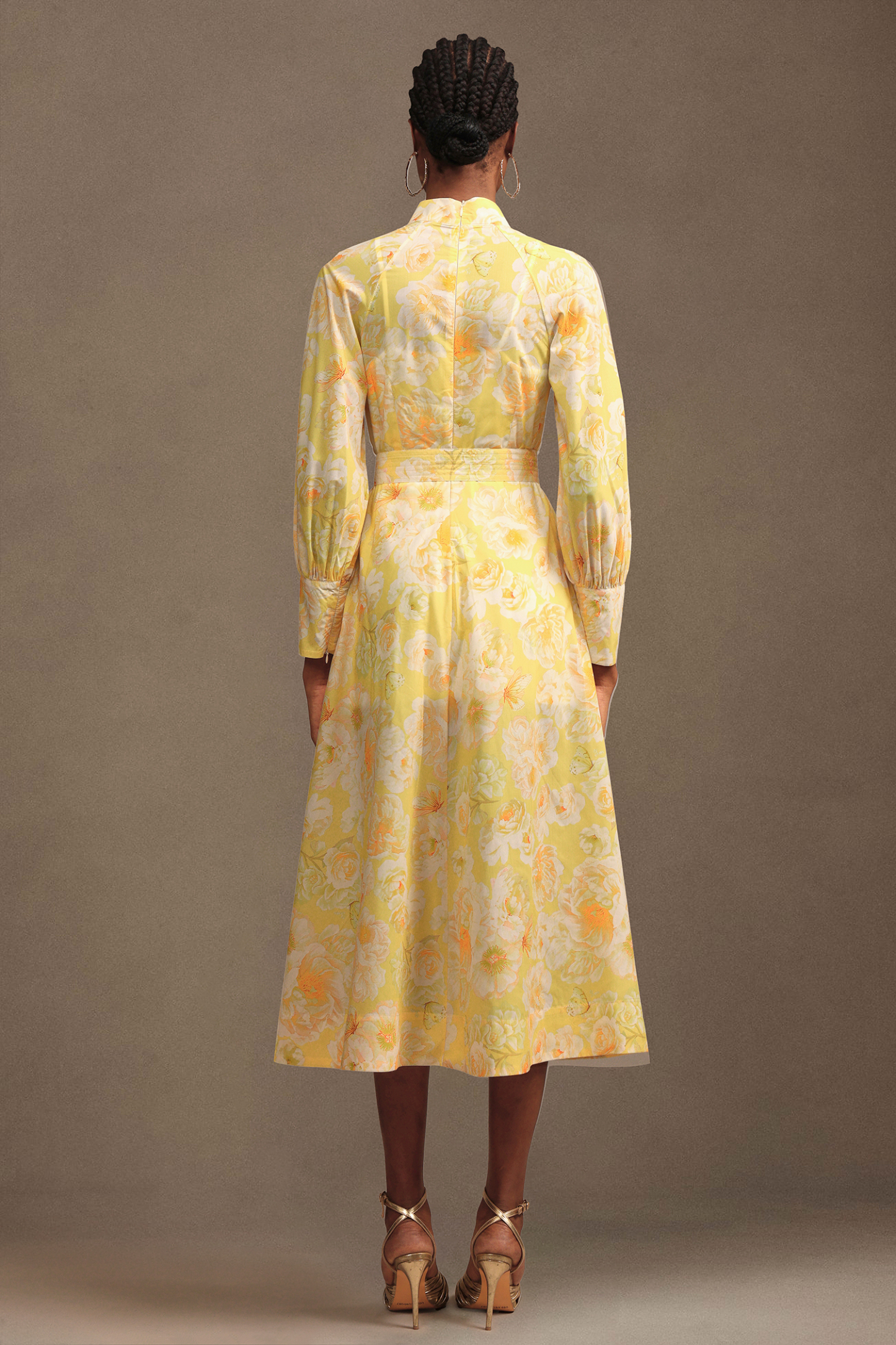 Lane Resort Flowy Long Sleeve Floral Printed Chiffon Maxi Dress